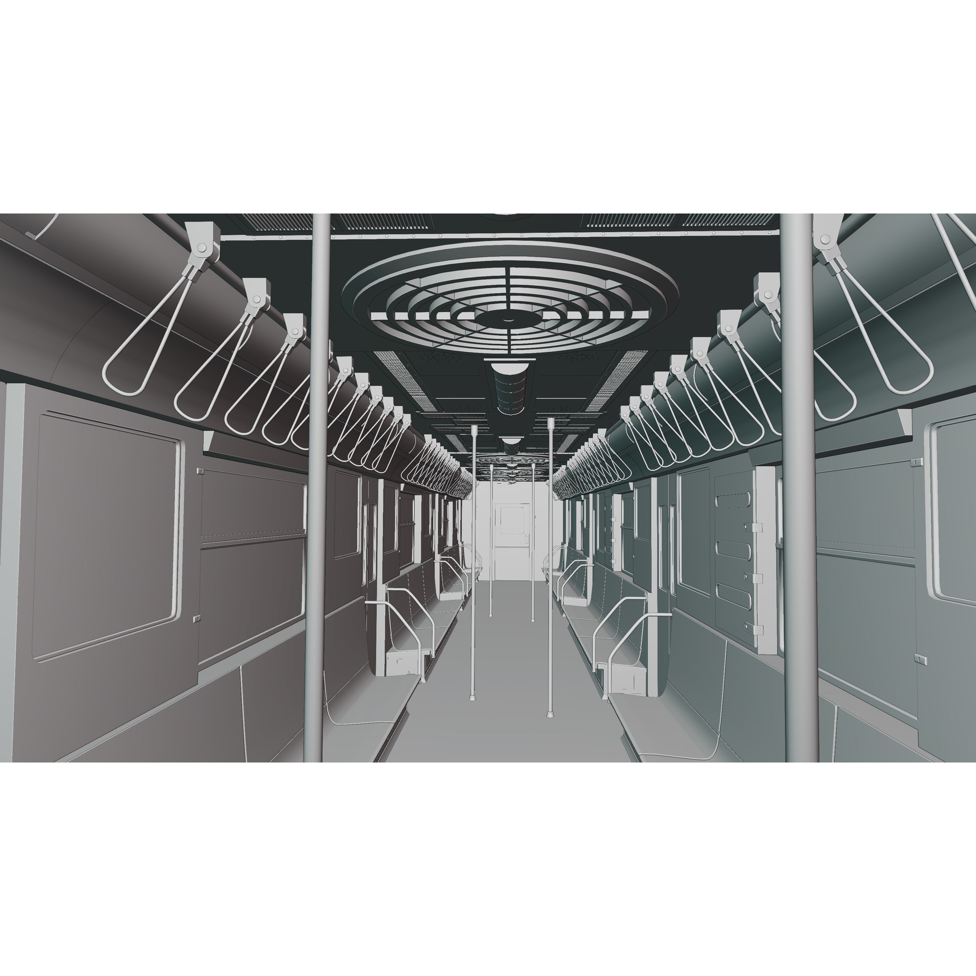 NYC Subway Car Interior 3D Model – 1970s Style, Low-Poly, Blender - View 42