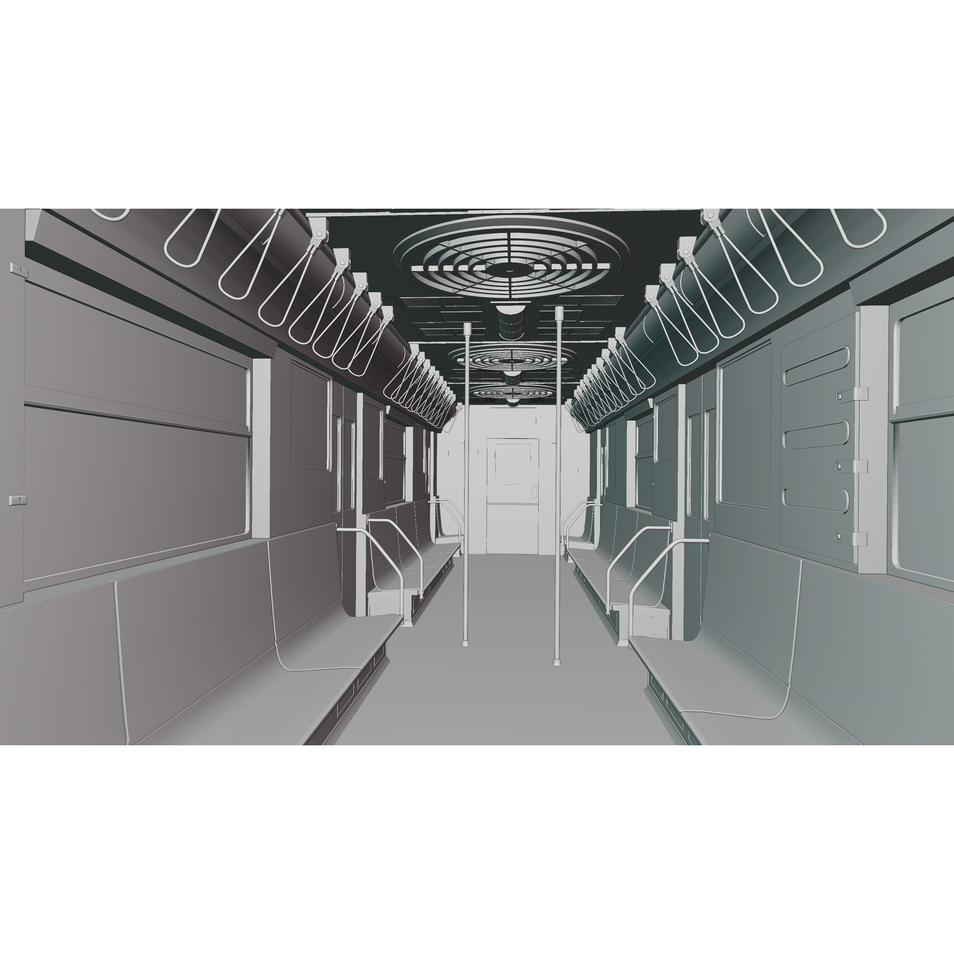 NYC Subway Car Interior 3D Model – 1970s Style, Low-Poly, Blender - View 44