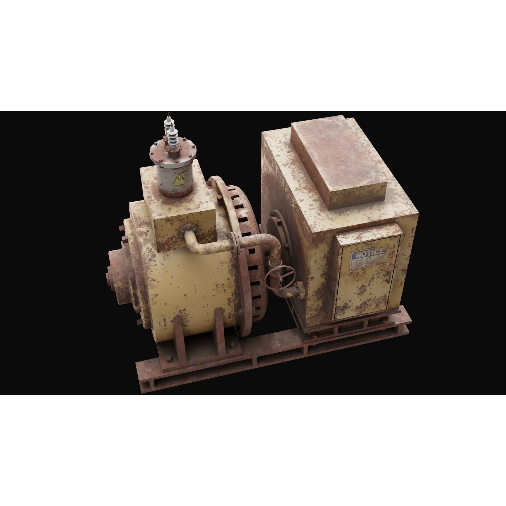 Old Rusty Generator 3D Model – Low Poly Game Asset, FBX