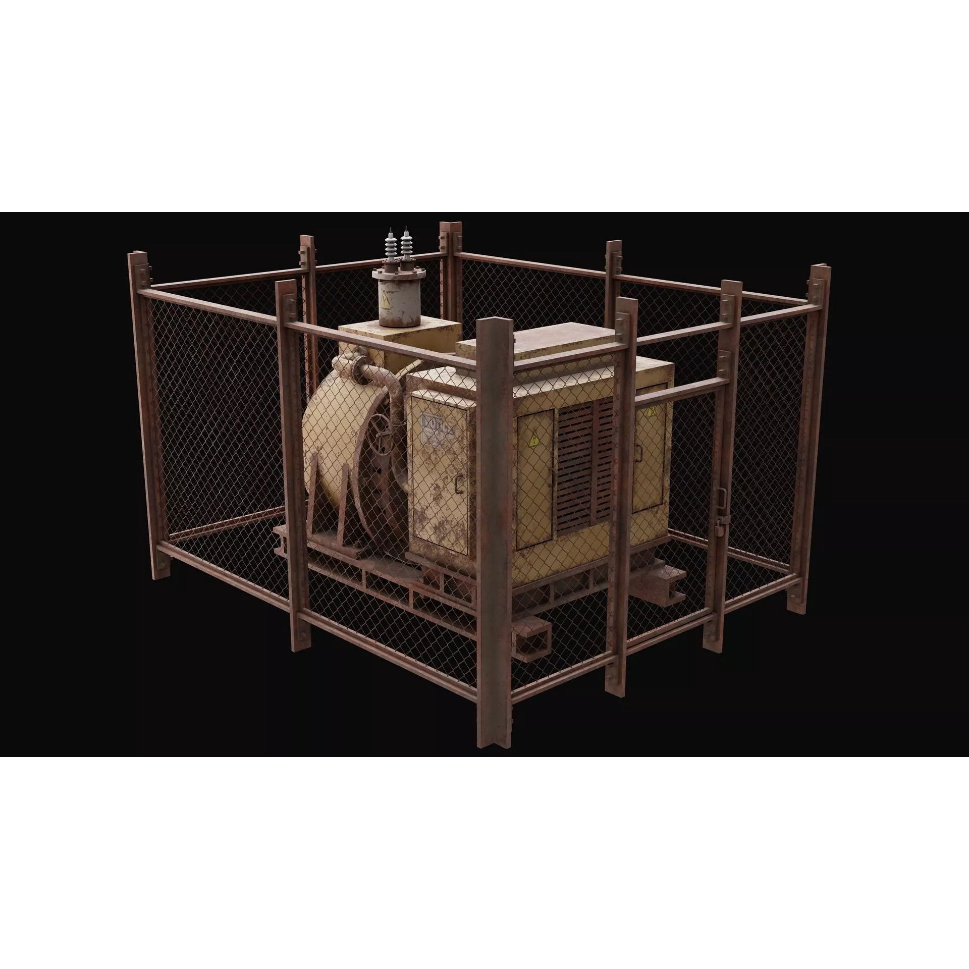 Old Rusty Generator 3D Model – Low Poly Game Asset, FBX - View 2