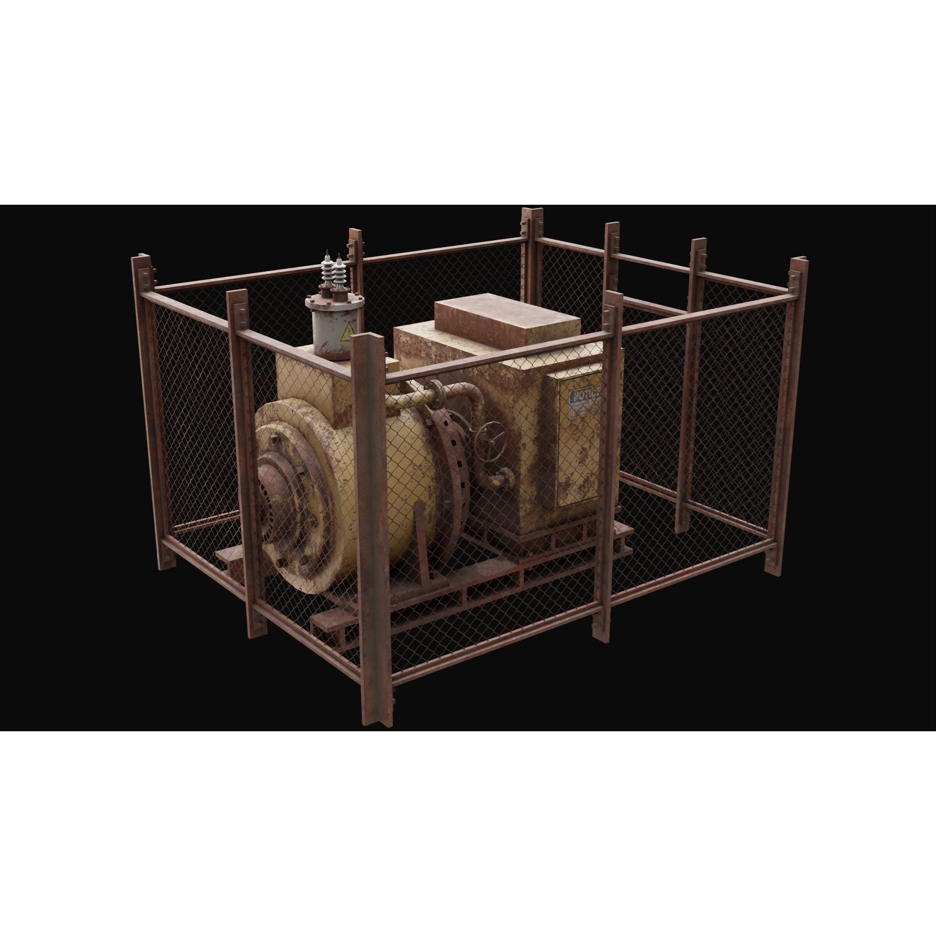 Old Rusty Generator 3D Model – Low Poly Game Asset, FBX - View 3