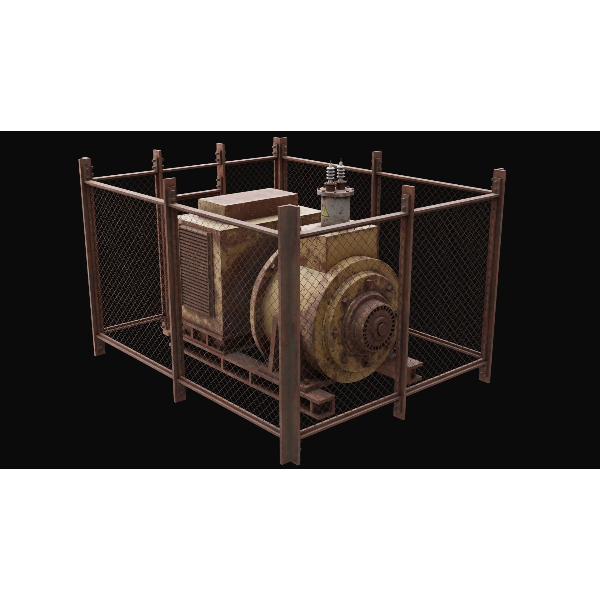 Old Rusty Generator 3D Model – Low Poly Game Asset, FBX - View 4