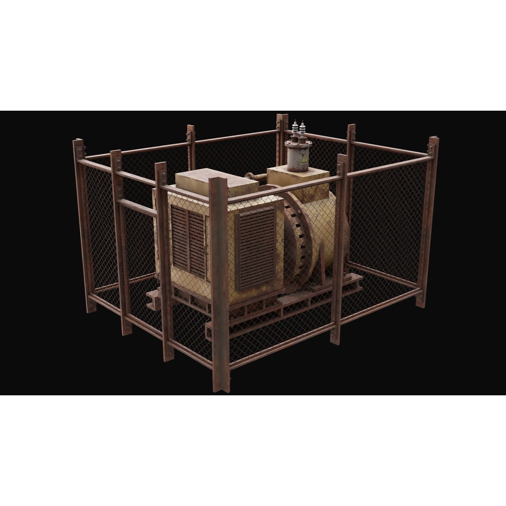 Old Rusty Generator 3D Model – Low Poly Game Asset, FBX - View 5