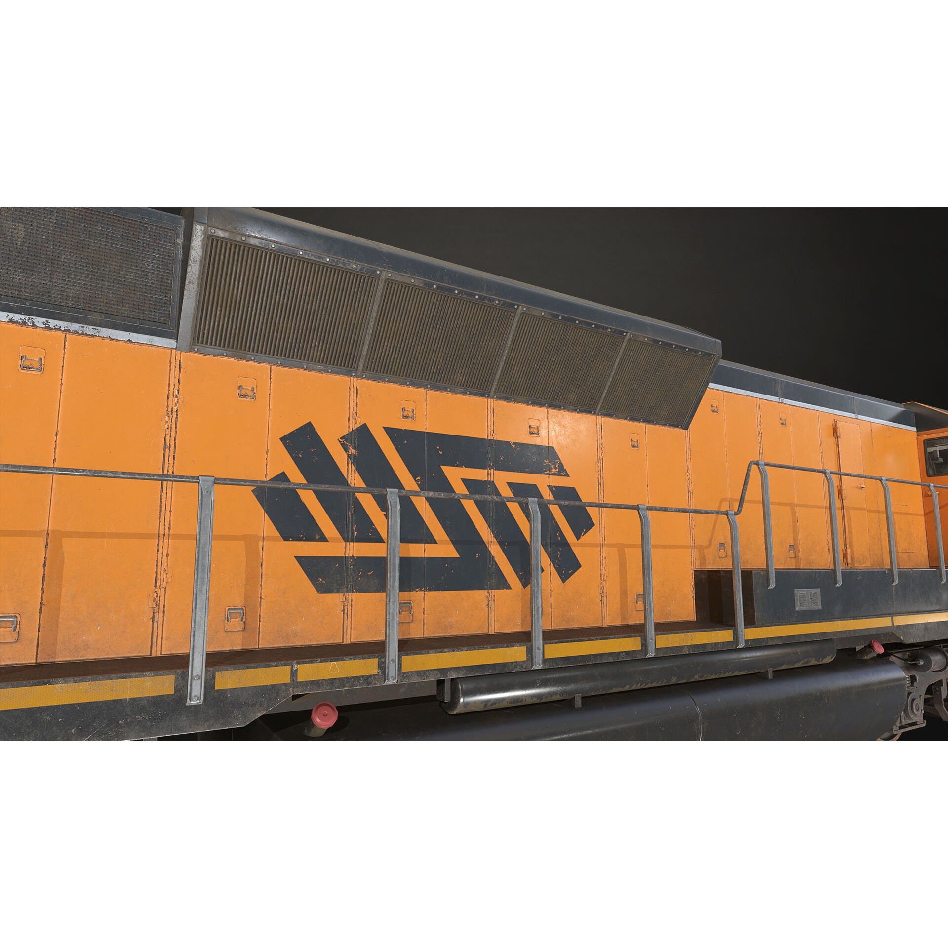 Diesel Locomotive 3D Model – Low Poly Game Asset, FBX, PBR Textures - View 10