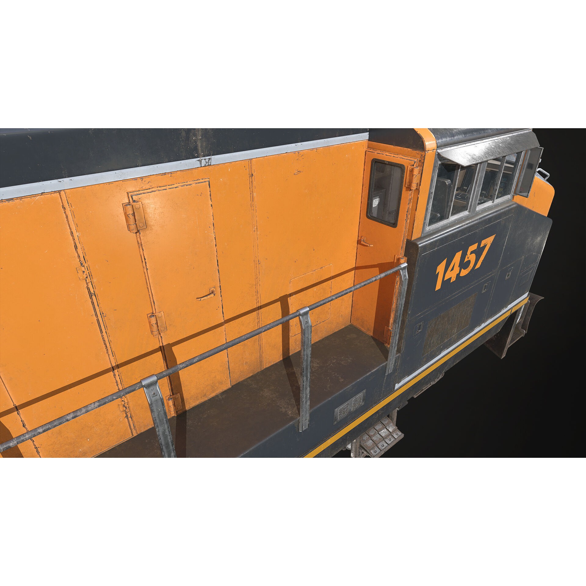 Diesel Locomotive 3D Model – Low Poly Game Asset, FBX, PBR Textures - View 11