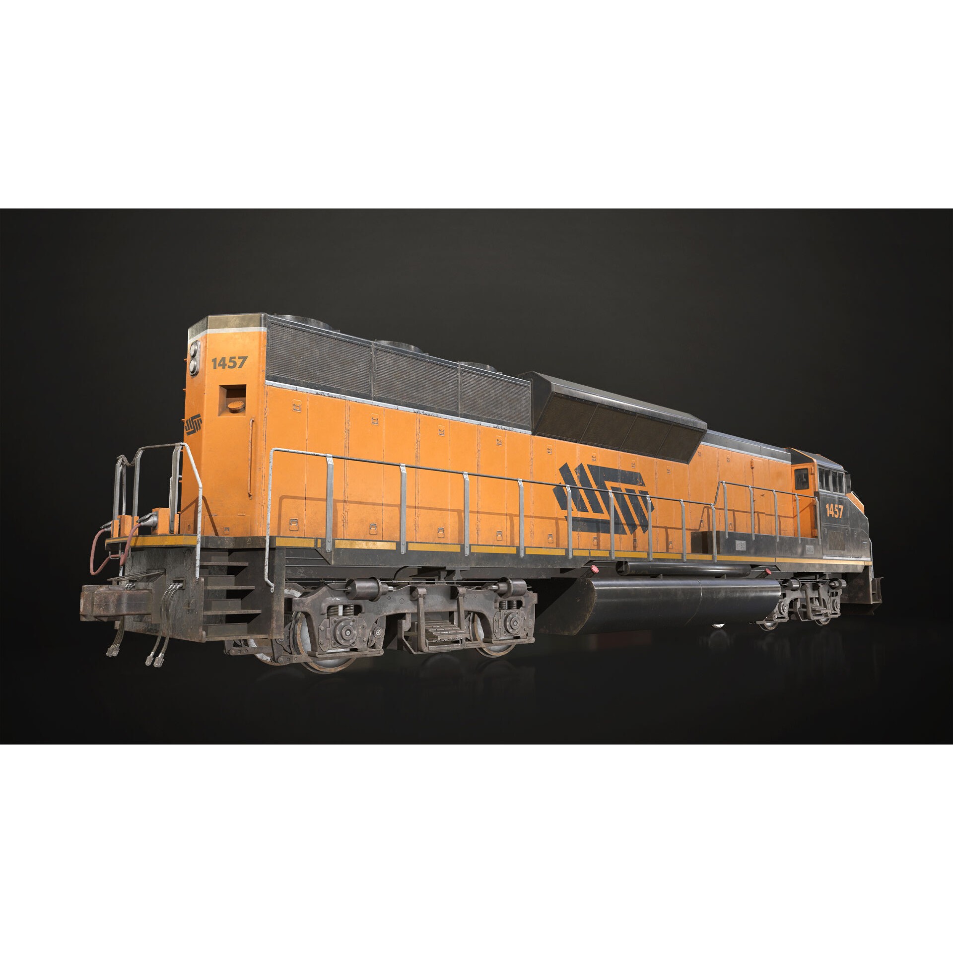 Diesel Locomotive 3D Model – Low Poly Game Asset, FBX, PBR Textures - View 4