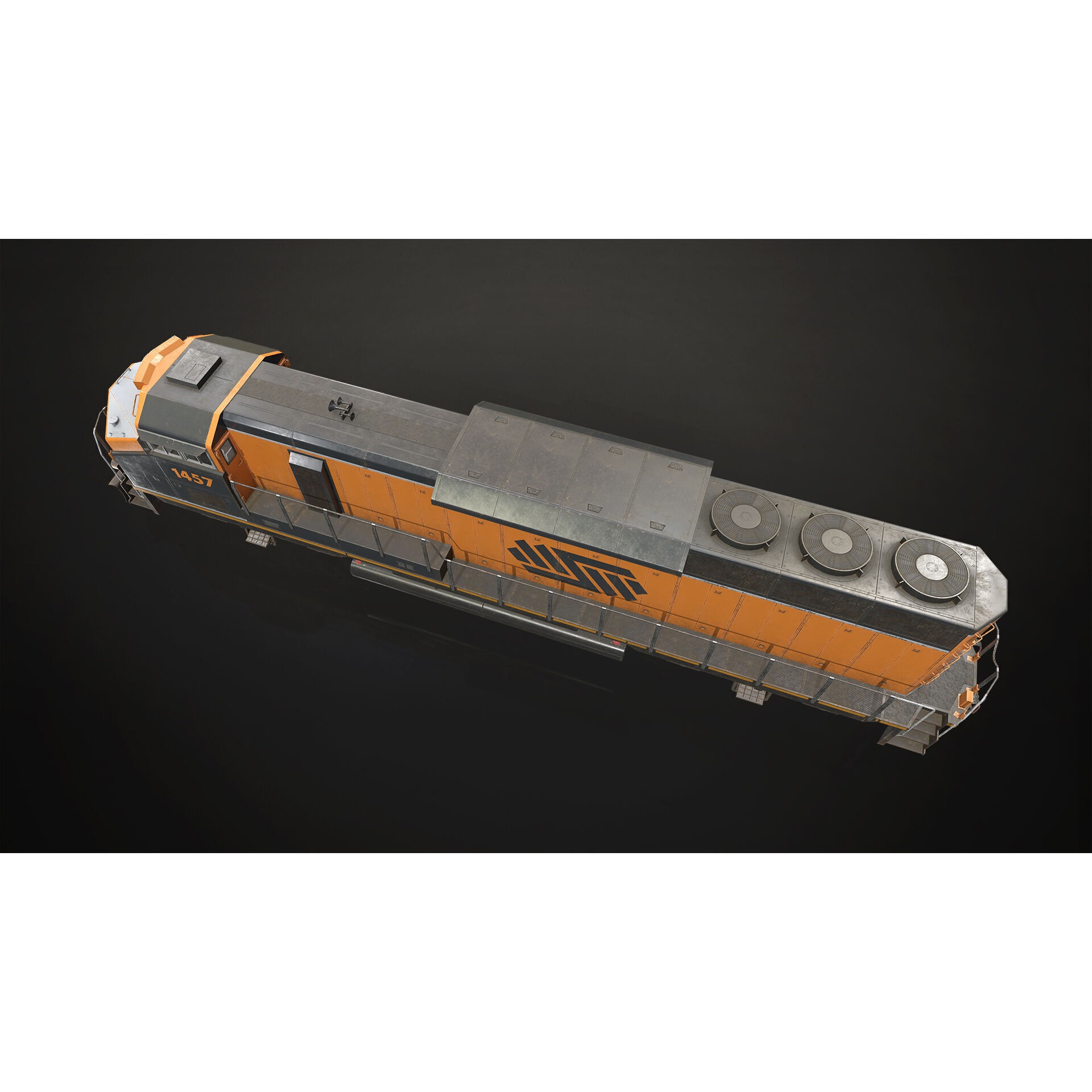 Diesel Locomotive 3D Model – Low Poly Game Asset, FBX, PBR Textures - View 6