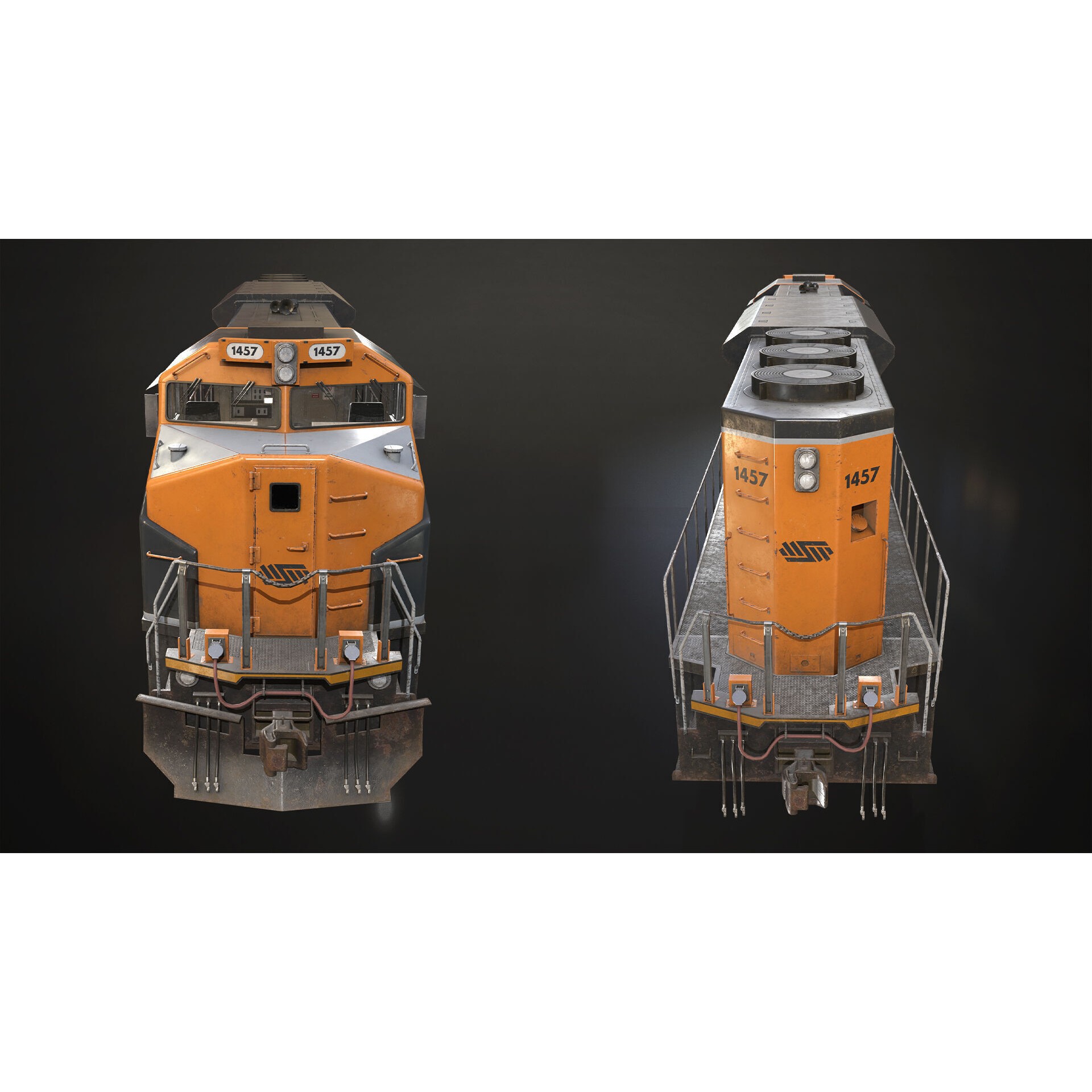 Diesel Locomotive 3D Model – Low Poly Game Asset, FBX, PBR Textures - View 7