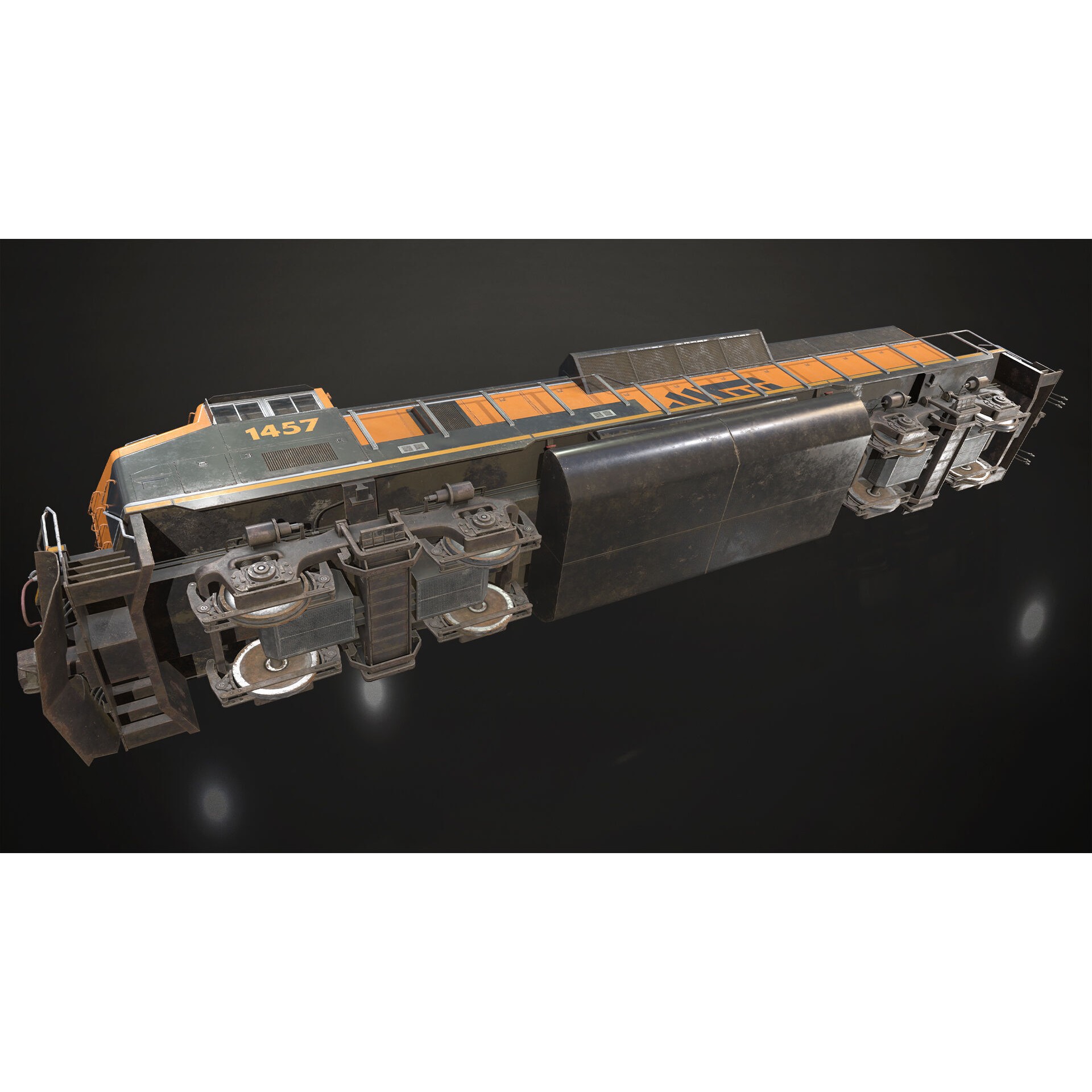 Diesel Locomotive 3D Model – Low Poly Game Asset, FBX, PBR Textures - View 8