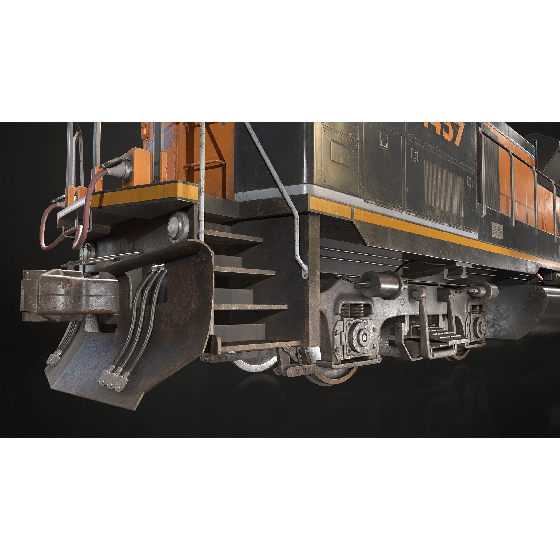 Diesel Locomotive 3D Model – Low Poly Game Asset, FBX, PBR Textures - View 9