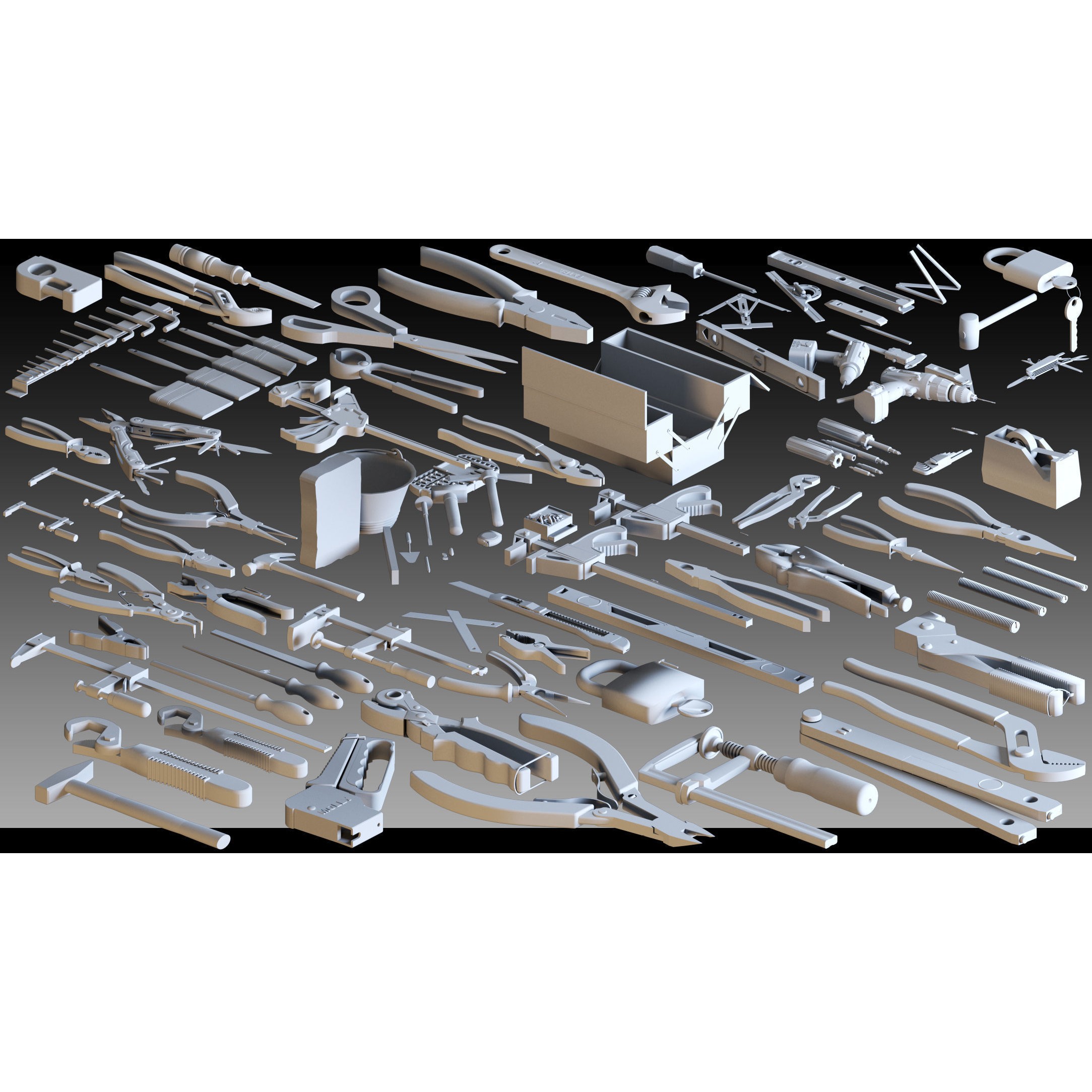 Industrial Tools 3D Model – High Detail Kitbash, FBX & OBJ Formats - View 3