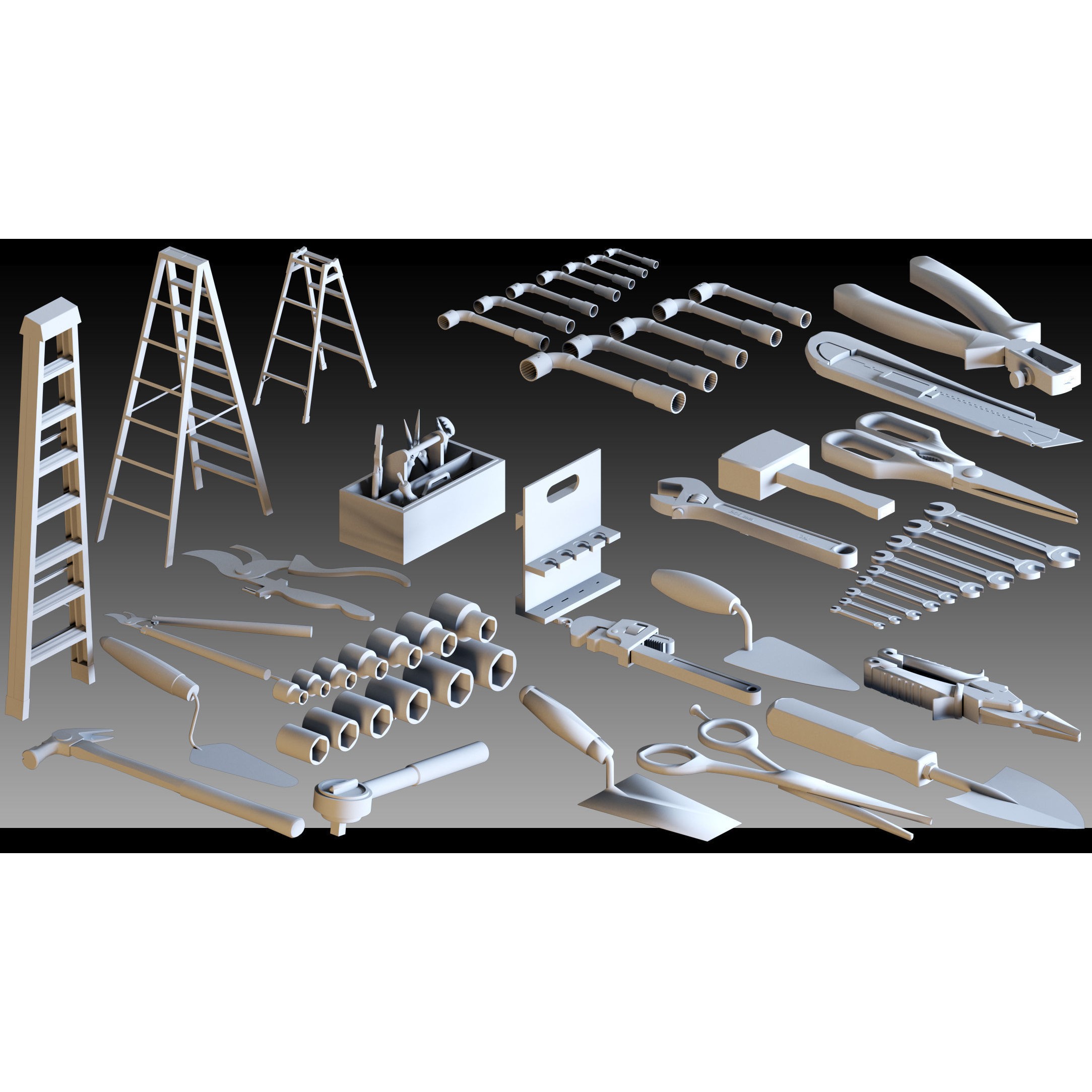 Industrial Tools 3D Model – High Detail Kitbash, FBX & OBJ Formats - View 4