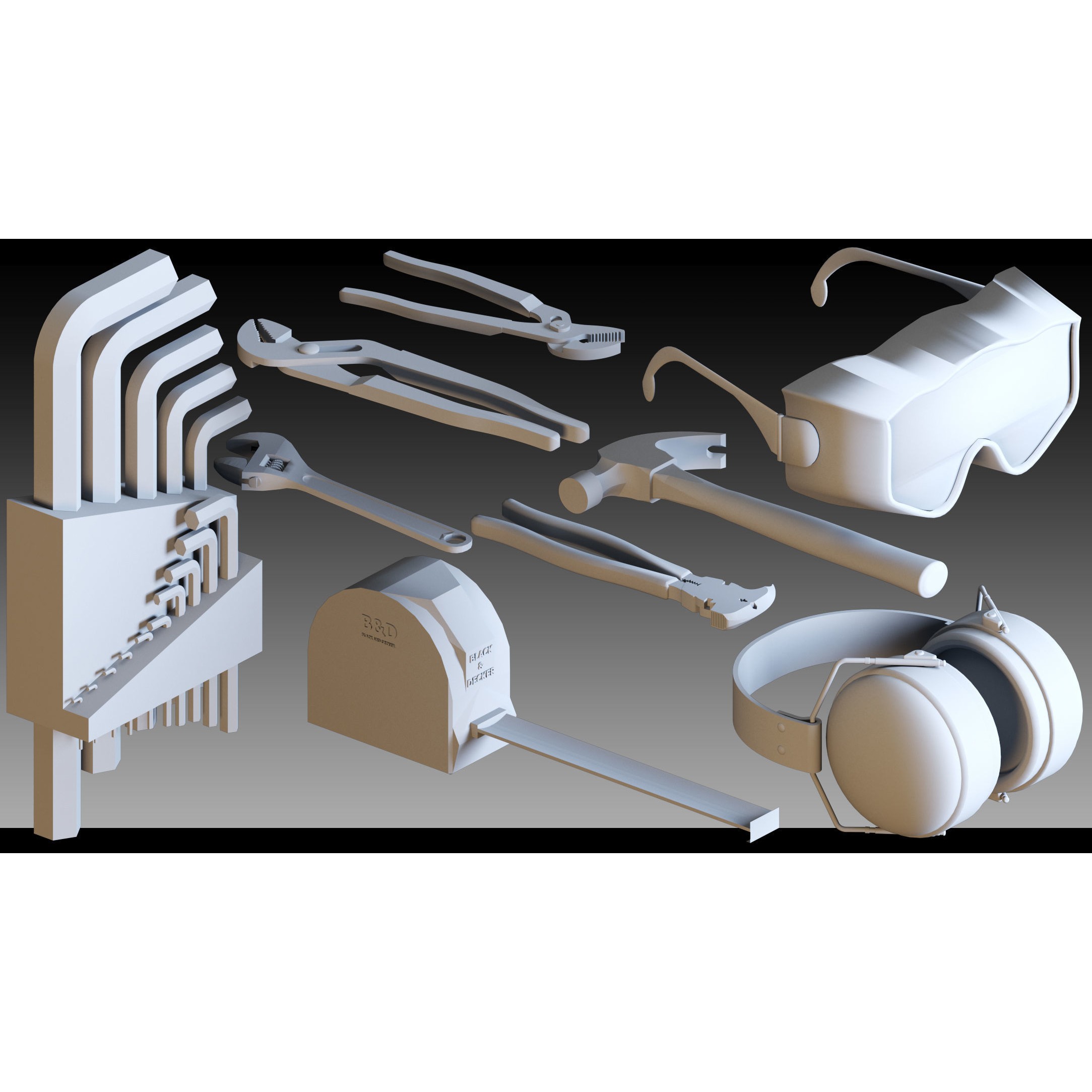 Industrial Tools 3D Model – High Detail Kitbash, FBX & OBJ Formats - View 6