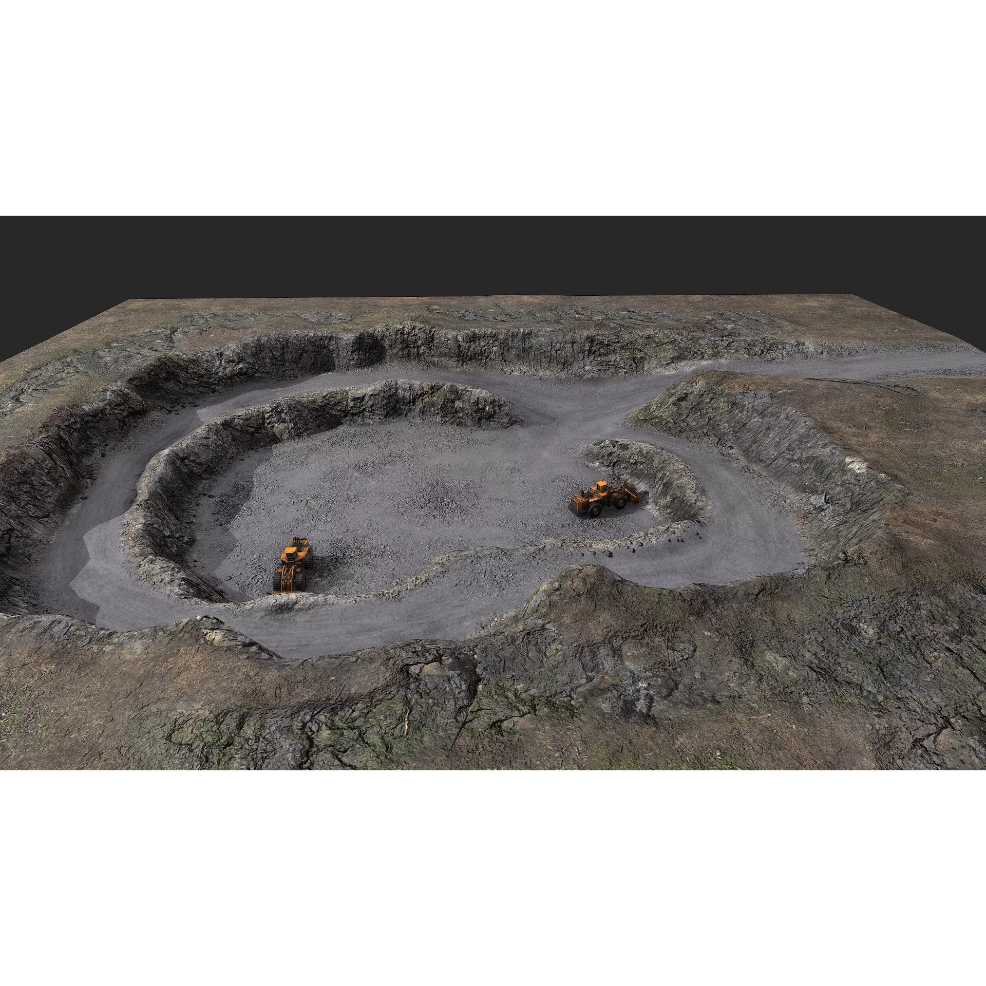 Mine Quarry 3D Model – Low Poly Industrial Asset, FBX, OBJ - View 2