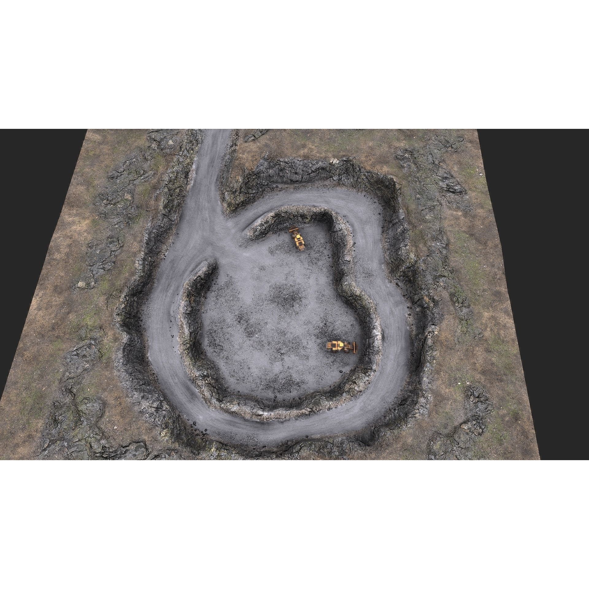 Mine Quarry 3D Model – Low Poly Industrial Asset, FBX, OBJ - View 3