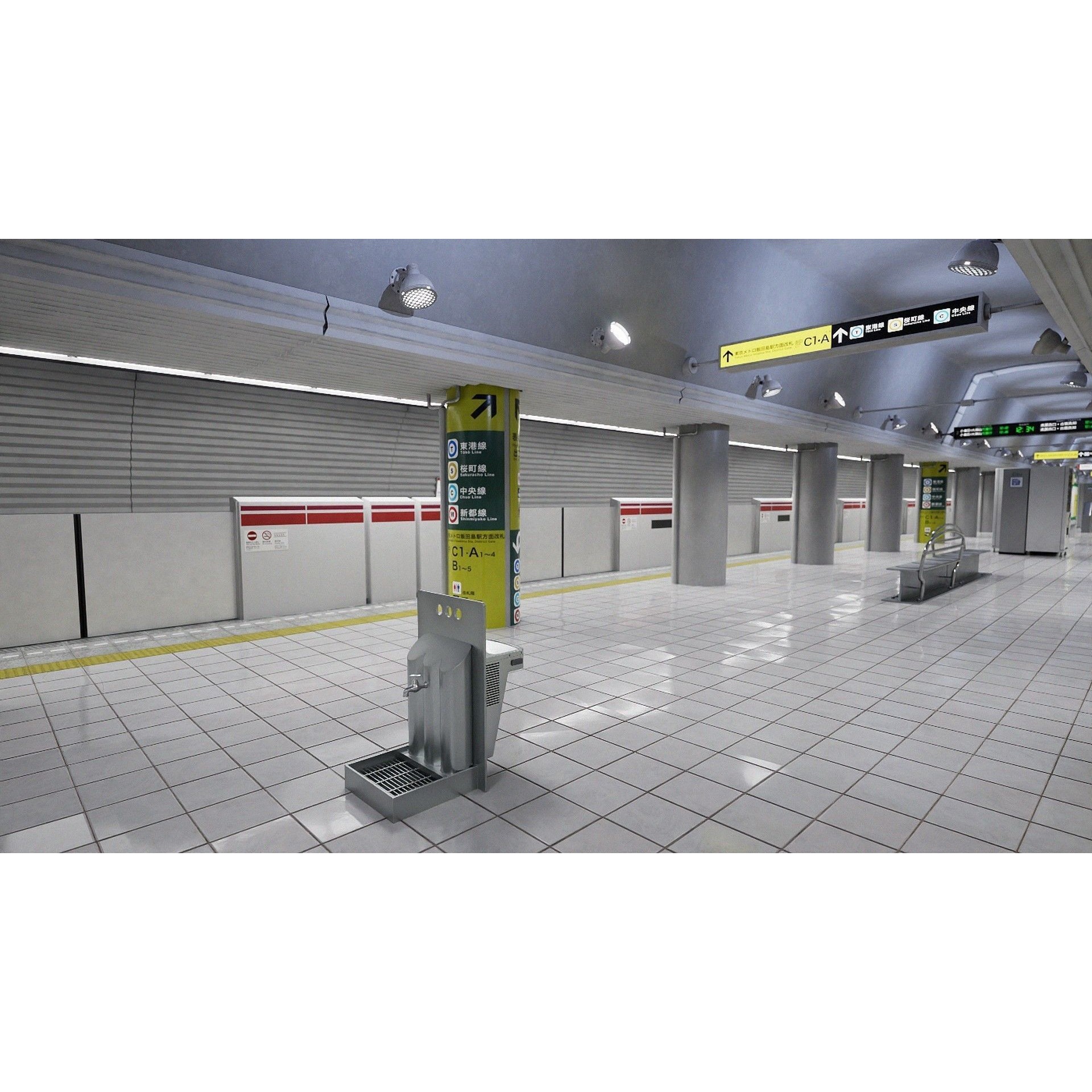 Tokyo Metro Station - Low-Poly Game-Ready 3D Model - View 16