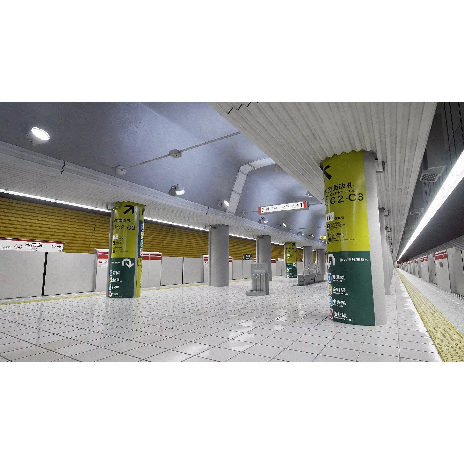 Tokyo Metro Station - Low-Poly Game-Ready 3D Model - View 2