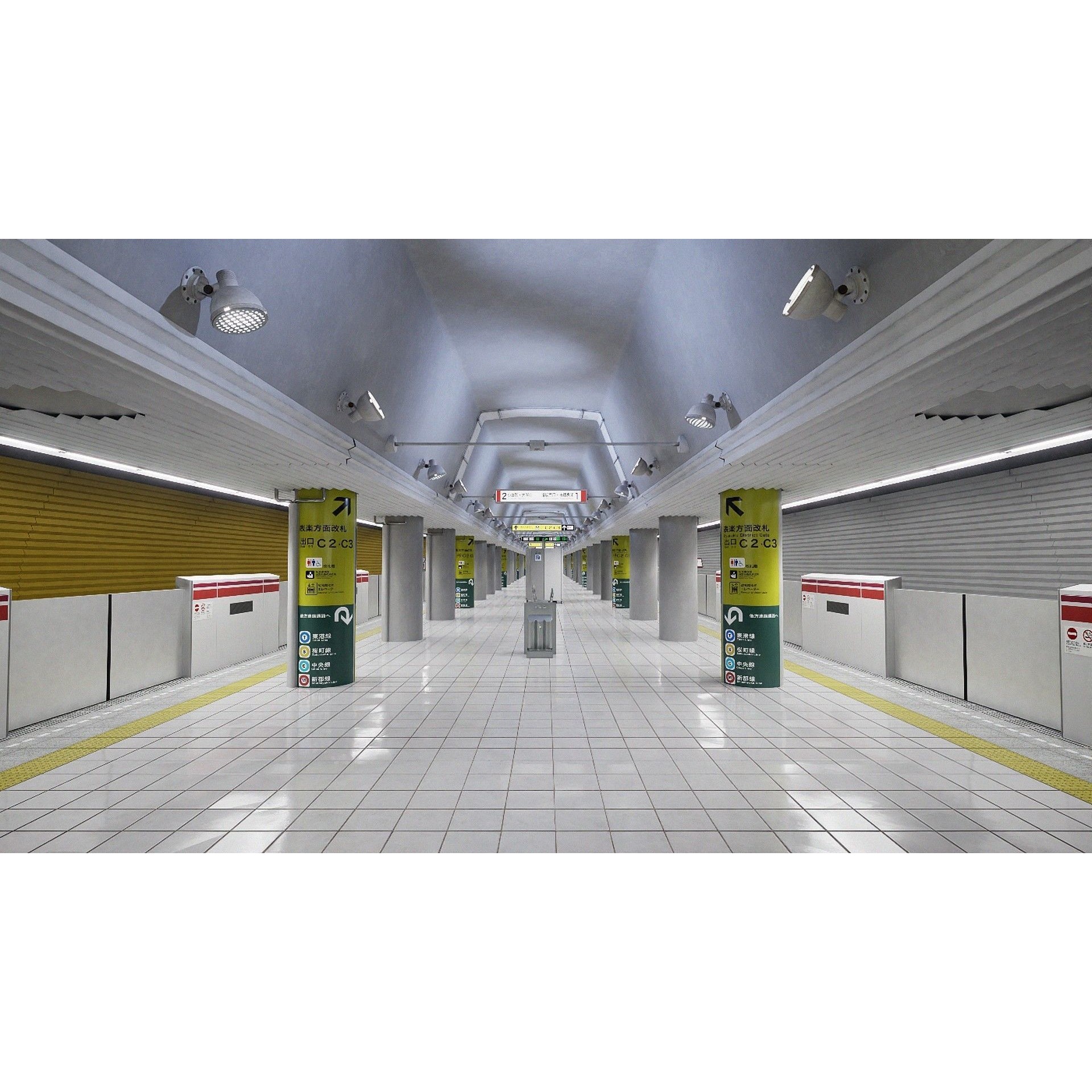 Tokyo Metro Station - Low-Poly Game-Ready 3D Model - View 3