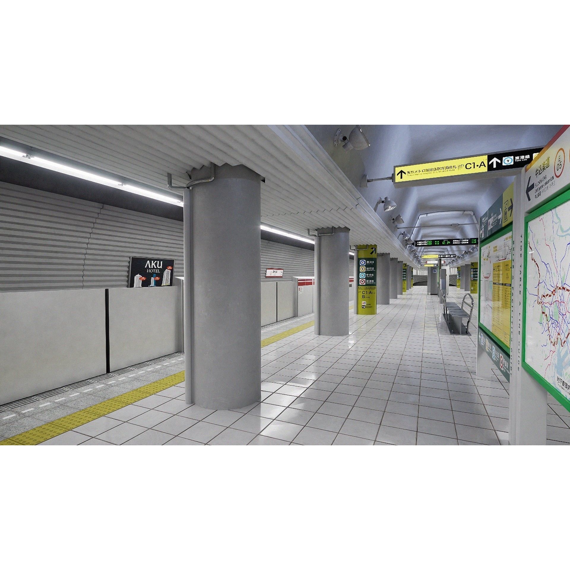 Tokyo Metro Station - Low-Poly Game-Ready 3D Model - View 6