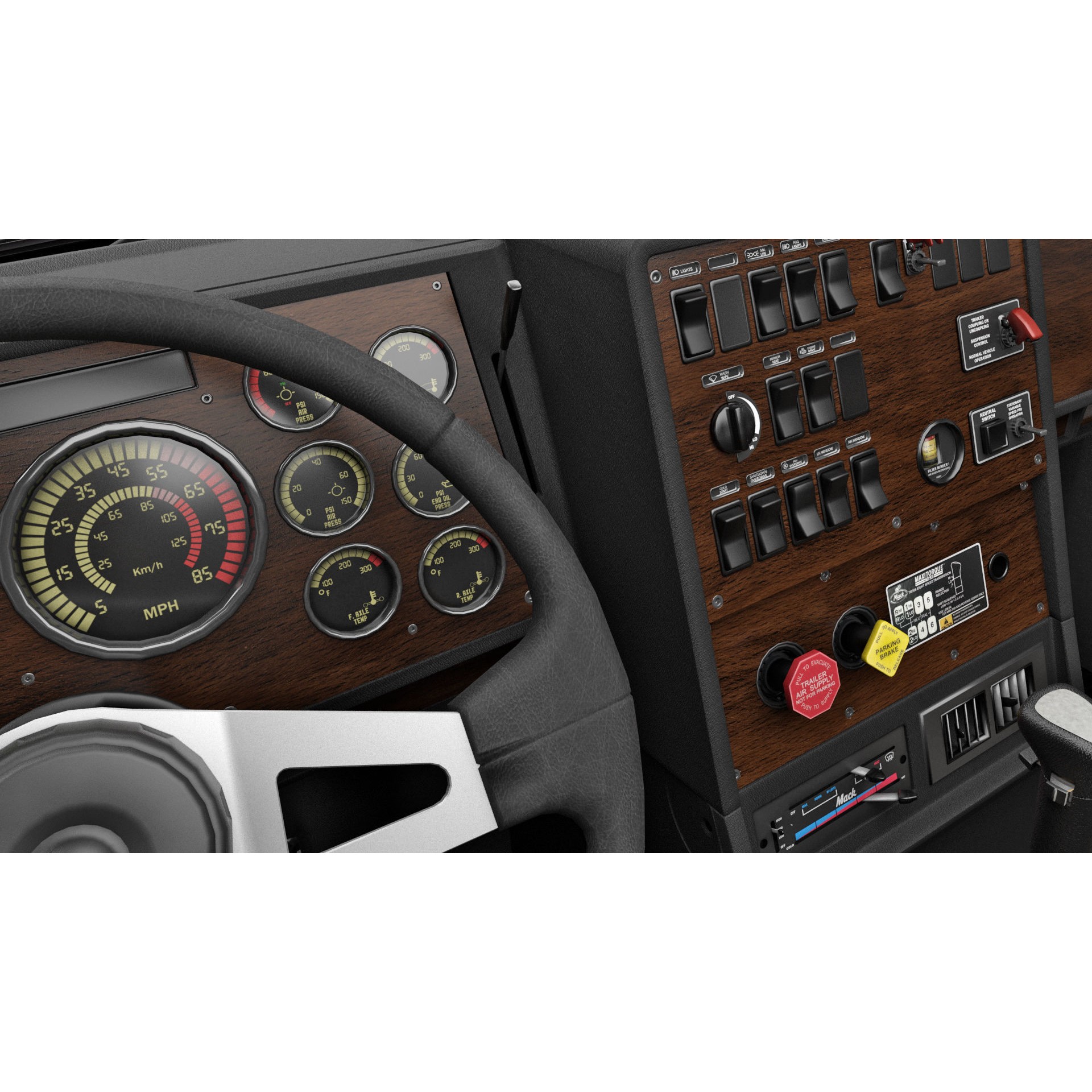CH Semi Truck 3D Model – Game Ready Low Poly Asset, FBX - View 10