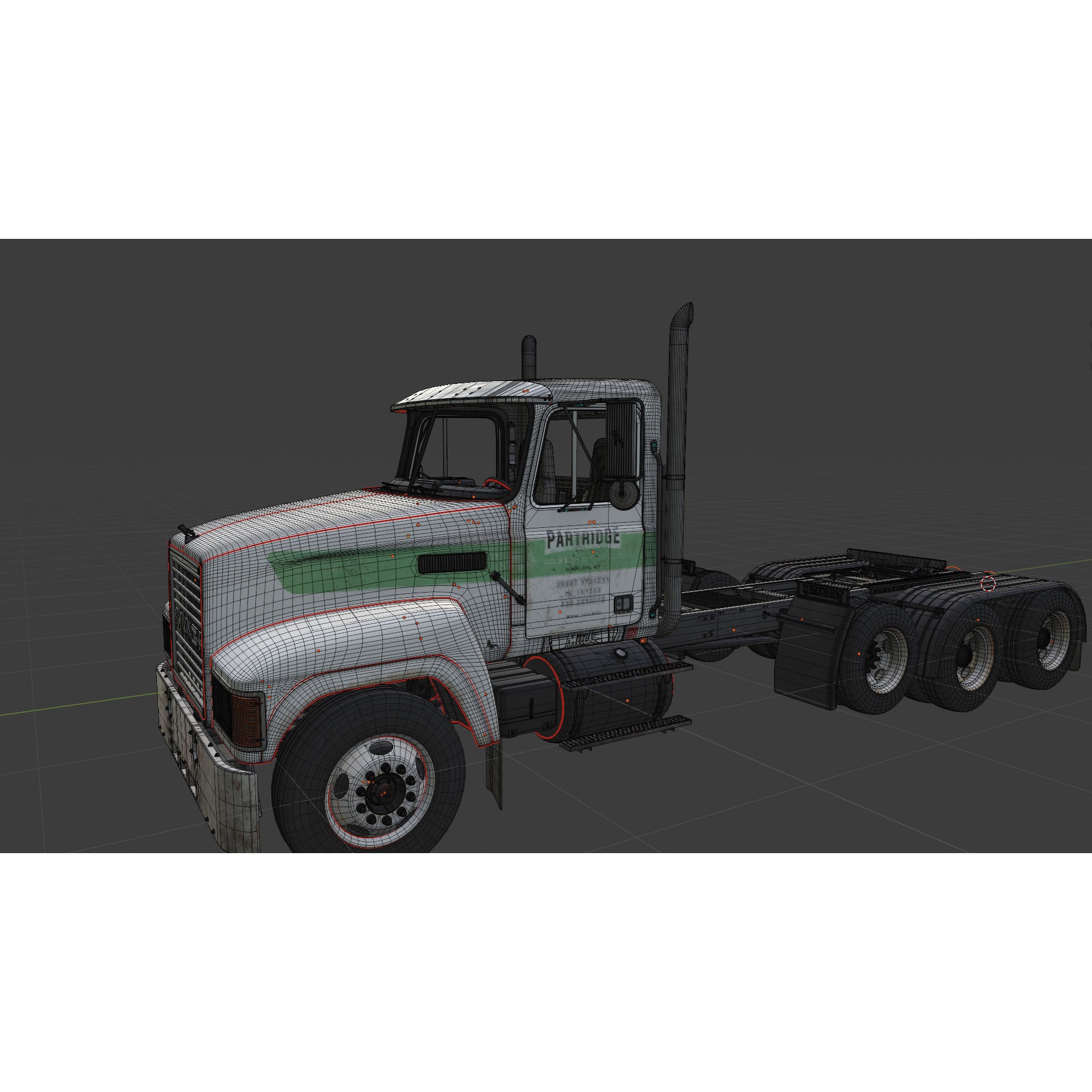 CH Semi Truck 3D Model – Game Ready Low Poly Asset, FBX - View 15