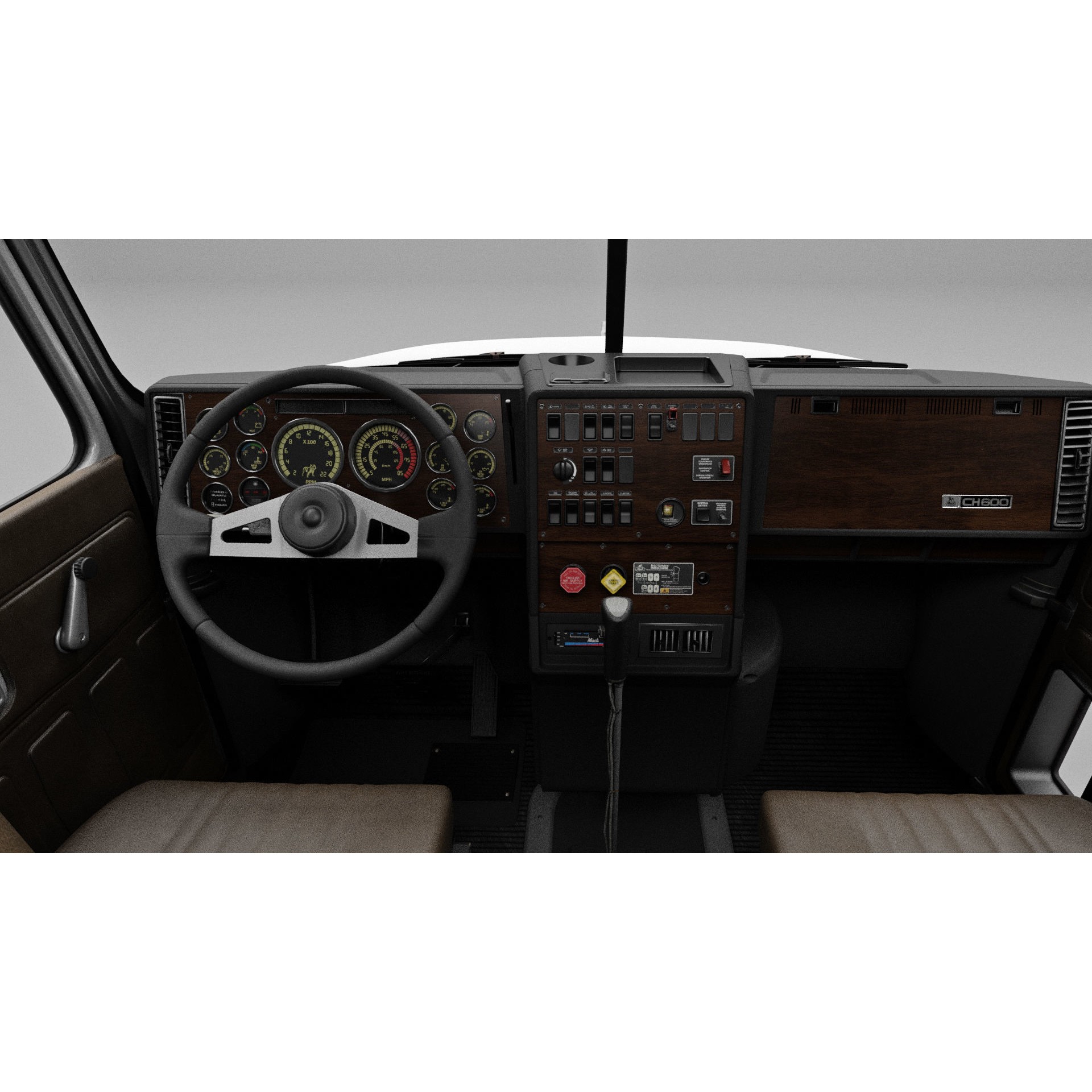 CH Semi Truck 3D Model – Game Ready Low Poly Asset, FBX - View 3