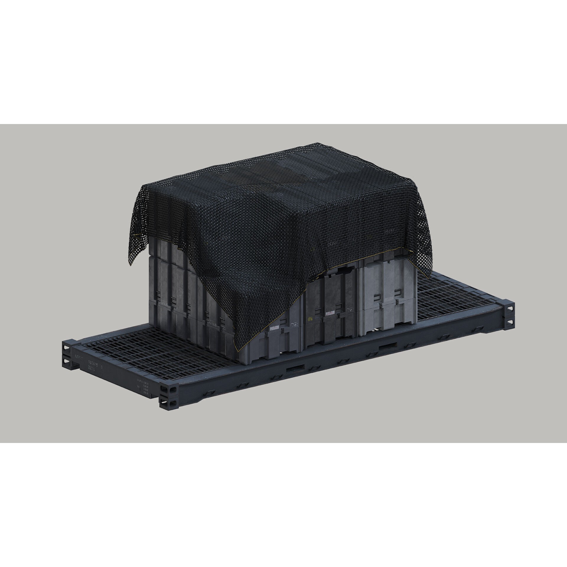 Military Shipping Elements 3D Model – SUBD PBR Cargo Containers, FBX - View 3