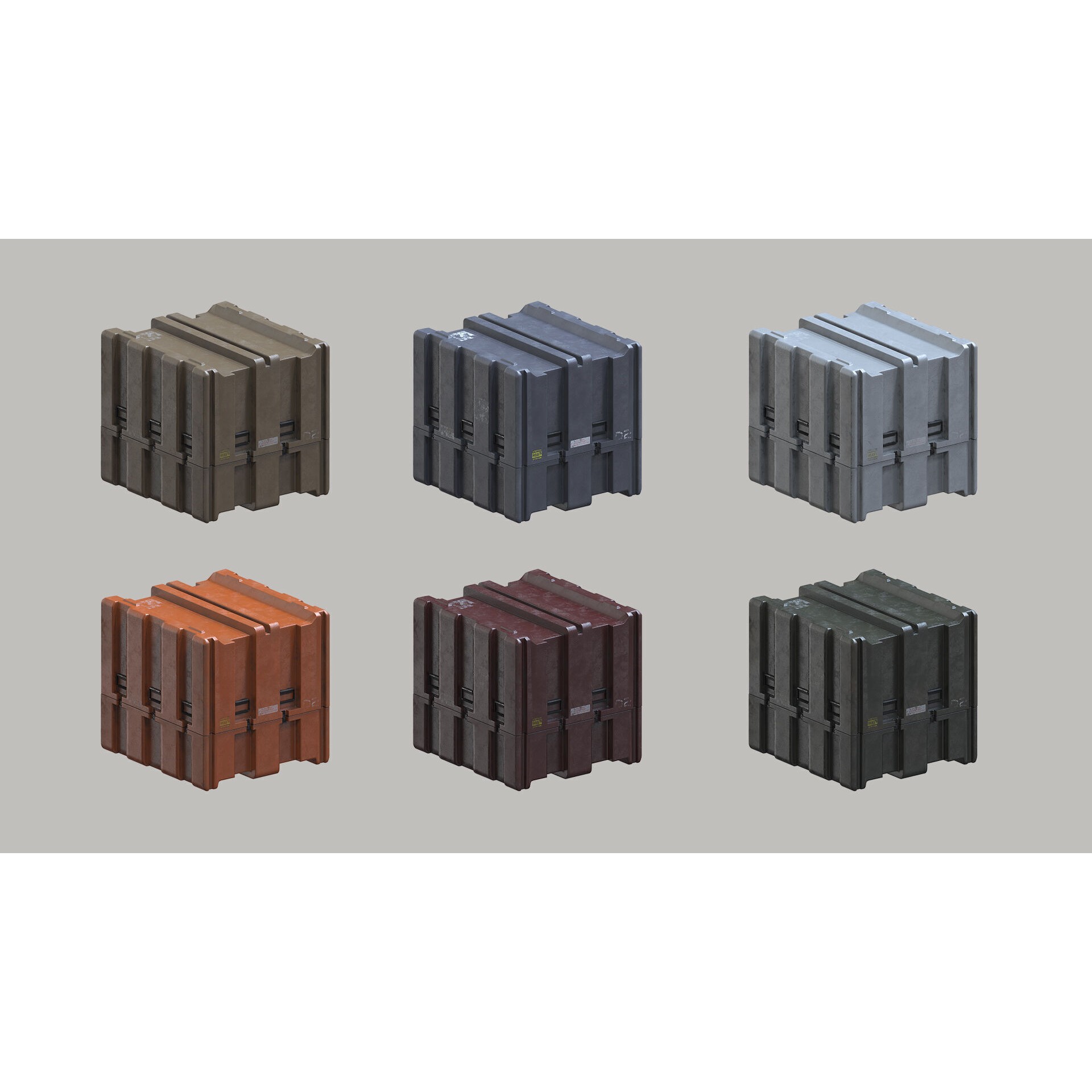 Military Shipping Elements 3D Model – SUBD PBR Cargo Containers, FBX - View 6