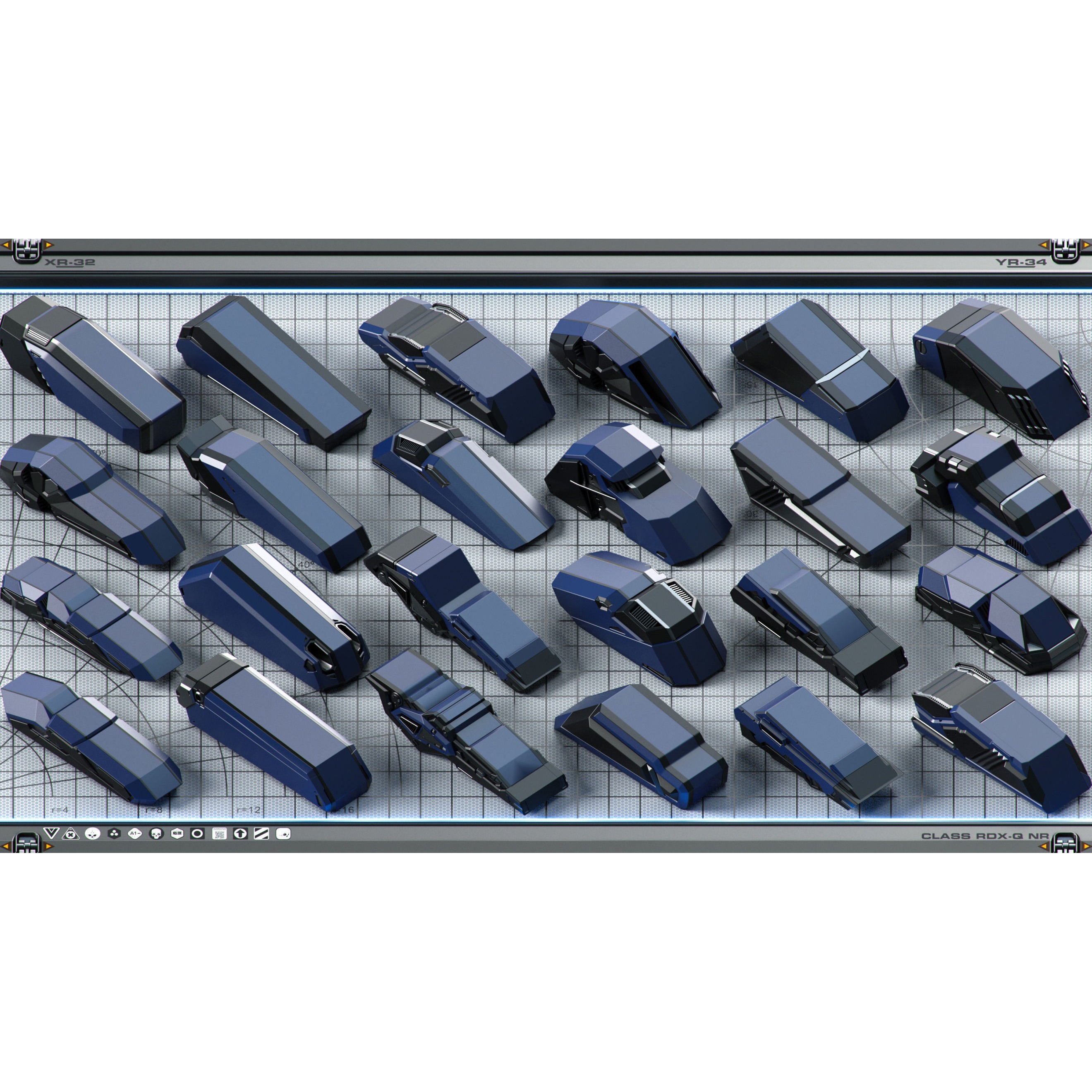 Futuristic Spaceship 3D Model – Sci-Fi Kitbash Set, OBJ