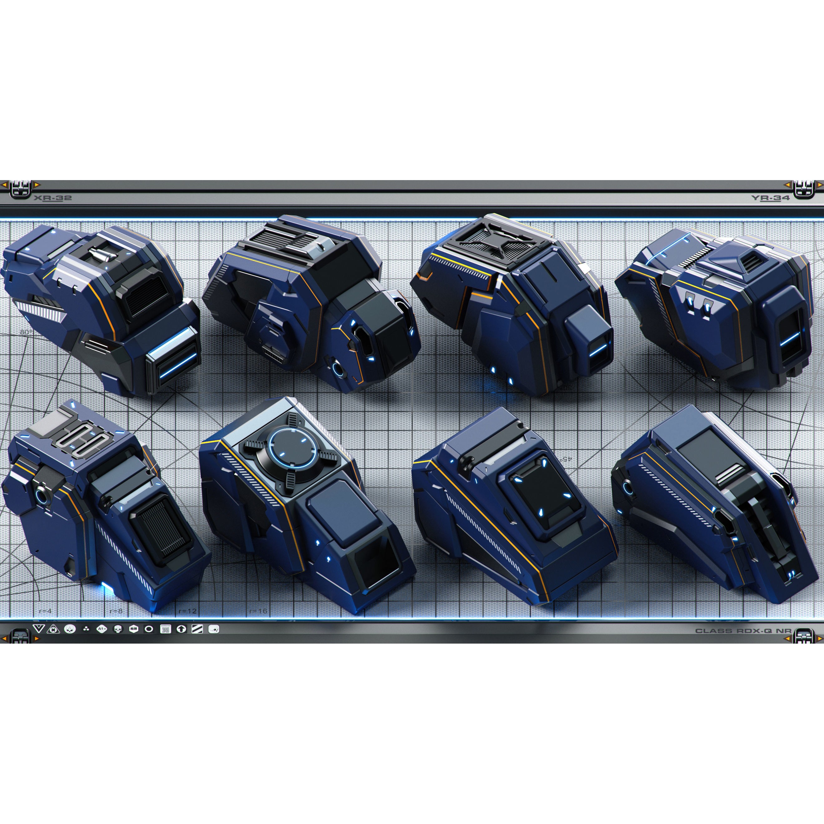 Futuristic Spaceship 3D Model – Sci-Fi Kitbash Set, OBJ - View 10
