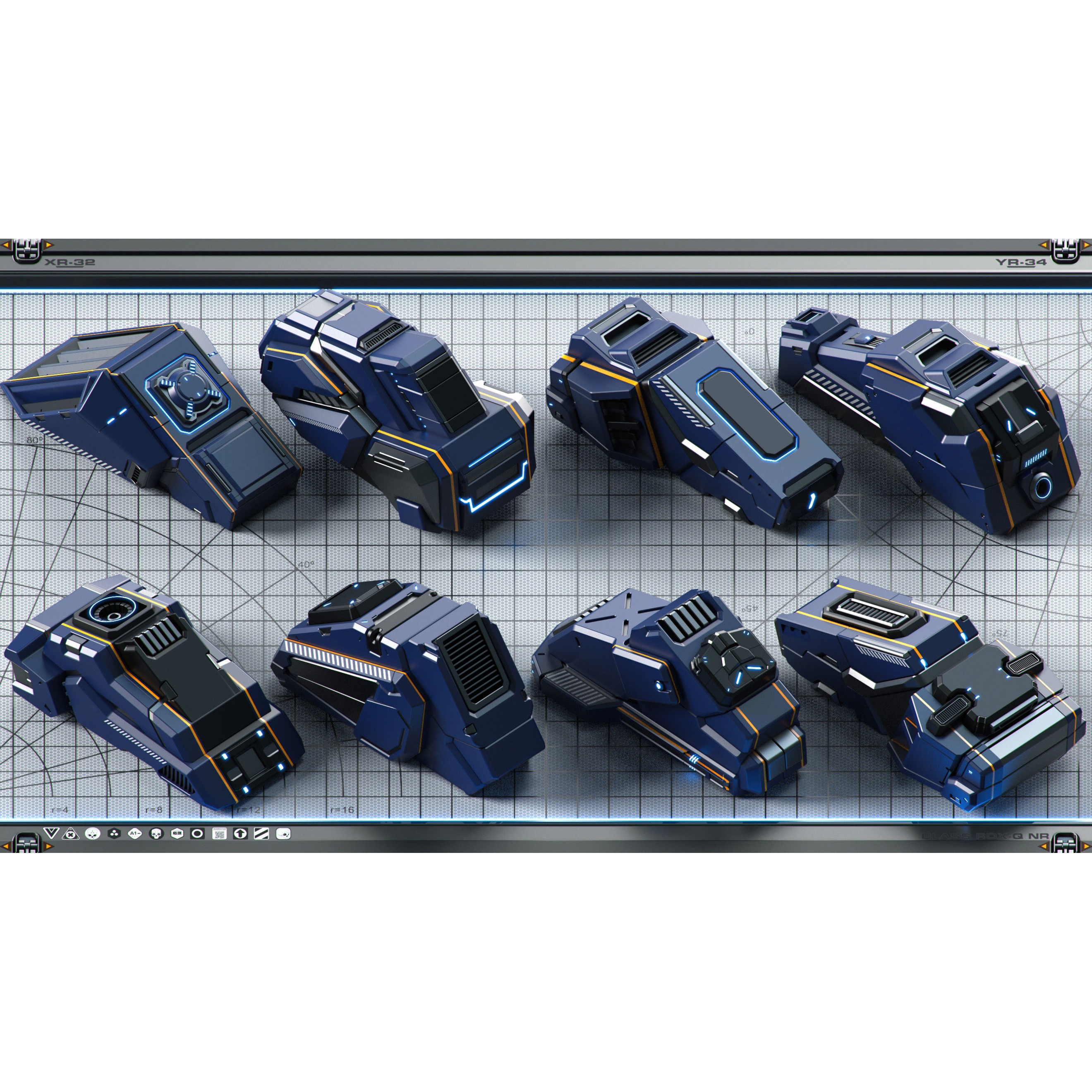 Futuristic Spaceship 3D Model – Sci-Fi Kitbash Set, OBJ - View 11