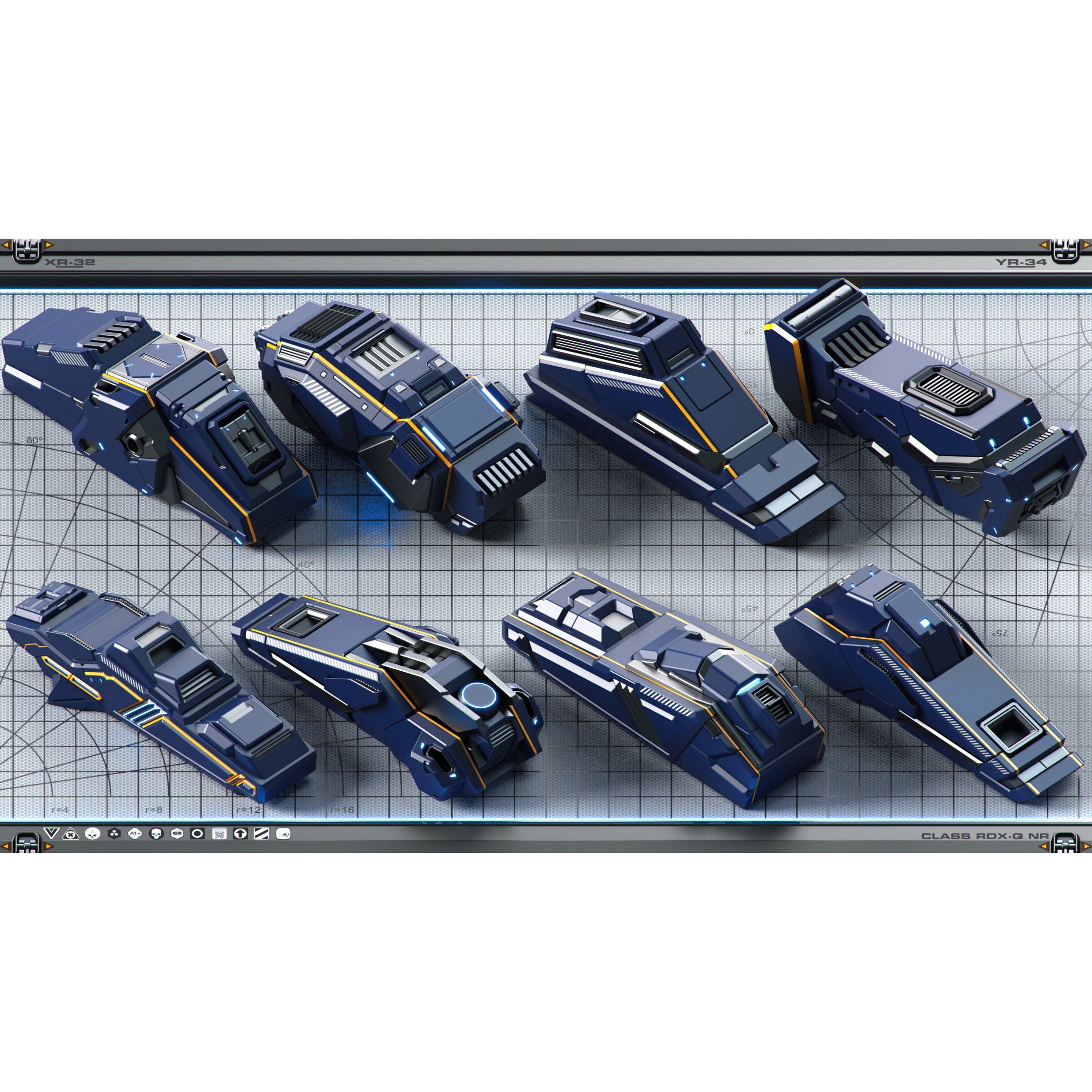 Futuristic Spaceship 3D Model – Sci-Fi Kitbash Set, OBJ - View 12