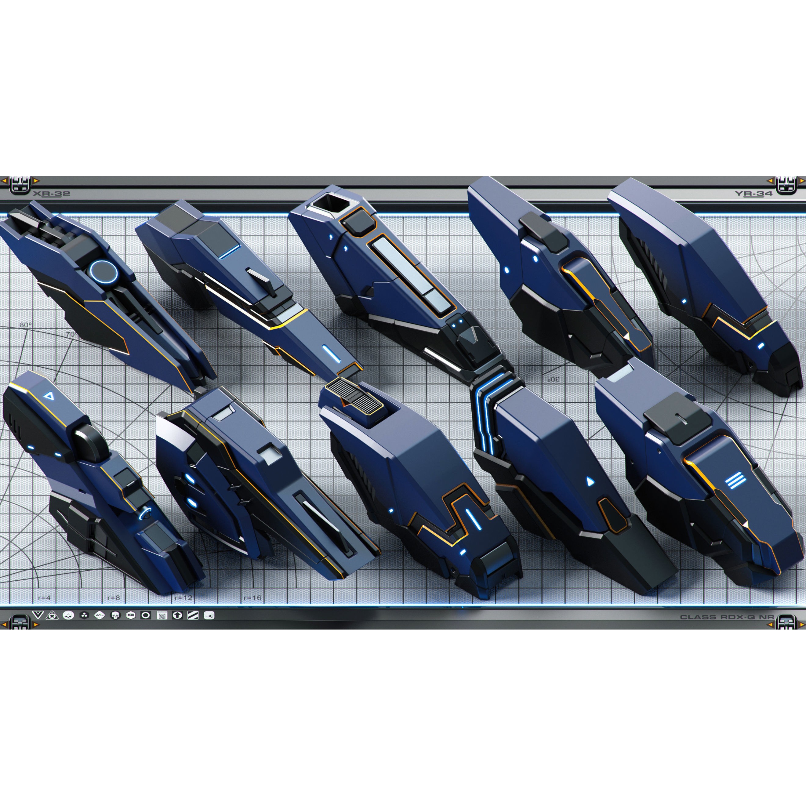 Futuristic Spaceship 3D Model – Sci-Fi Kitbash Set, OBJ - View 13