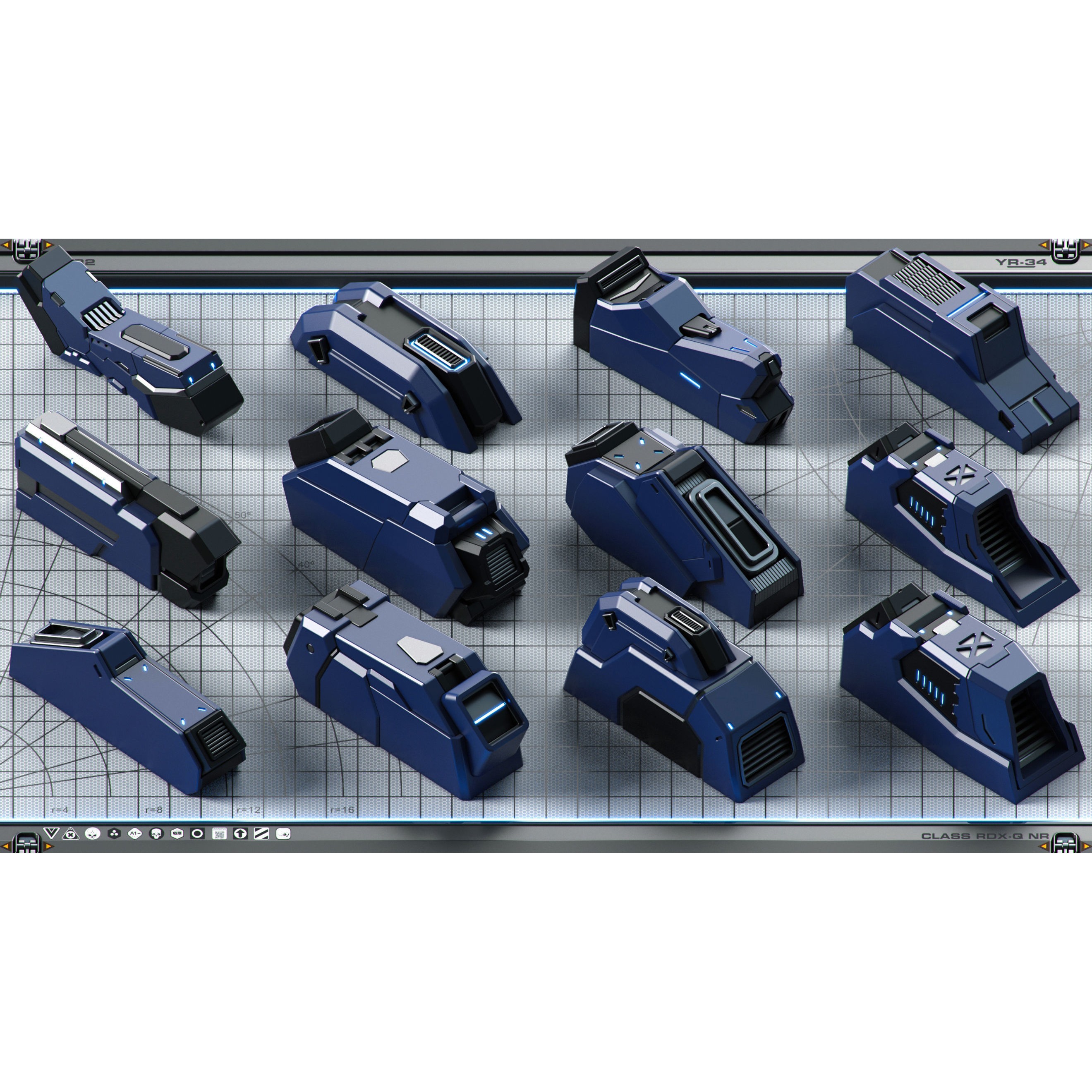 Futuristic Spaceship 3D Model – Sci-Fi Kitbash Set, OBJ - View 14