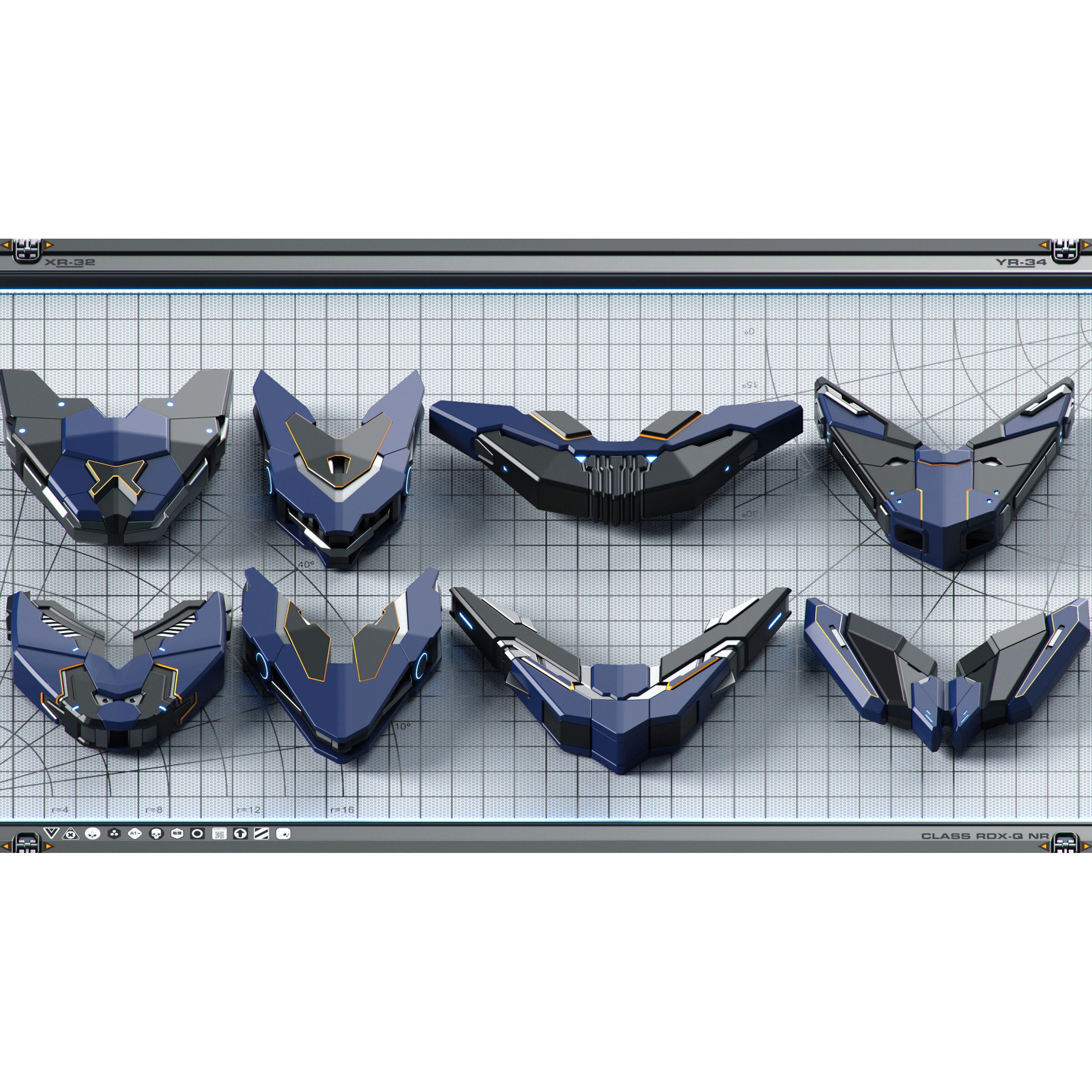 Futuristic Spaceship 3D Model – Sci-Fi Kitbash Set, OBJ - View 17