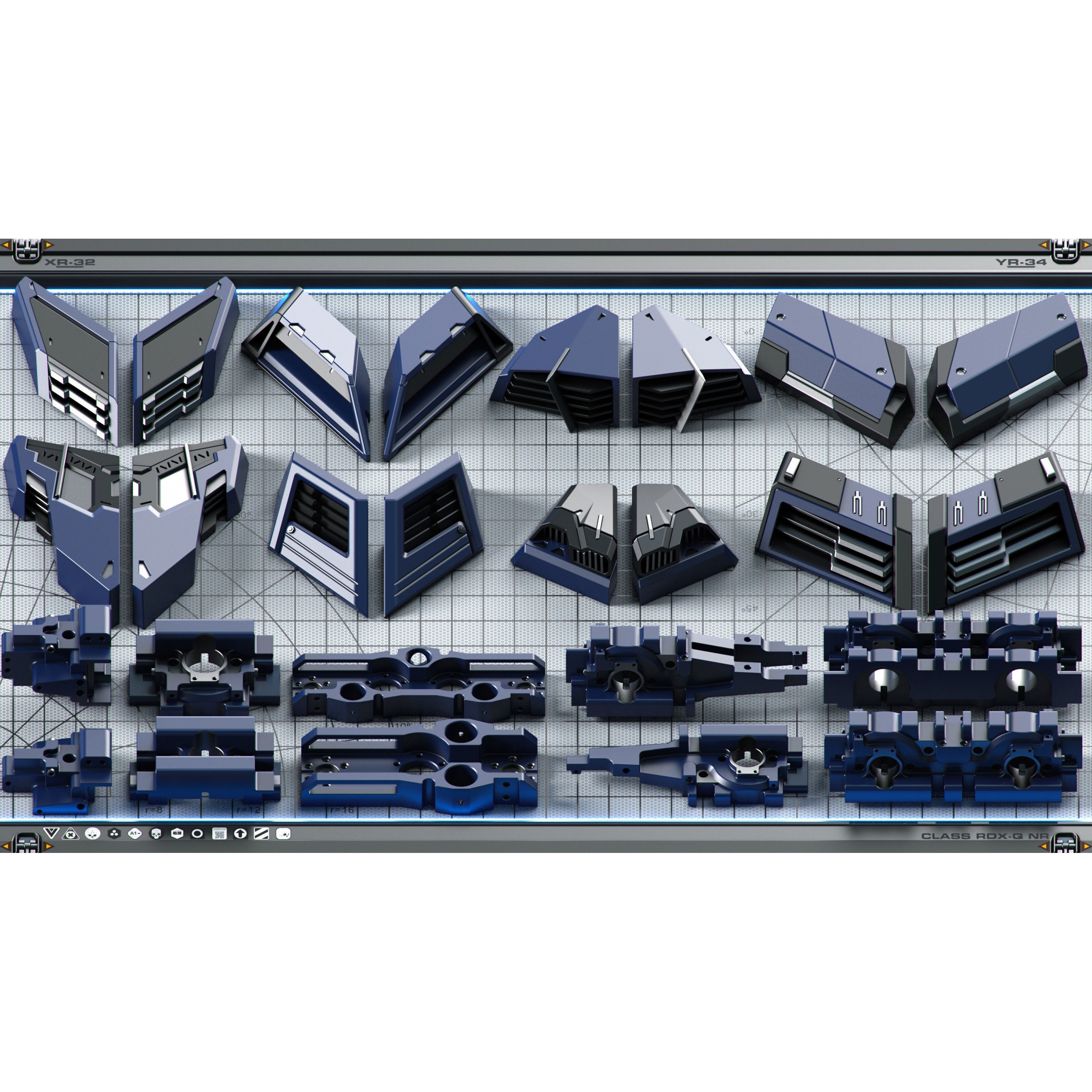 Futuristic Spaceship 3D Model – Sci-Fi Kitbash Set, OBJ - View 18