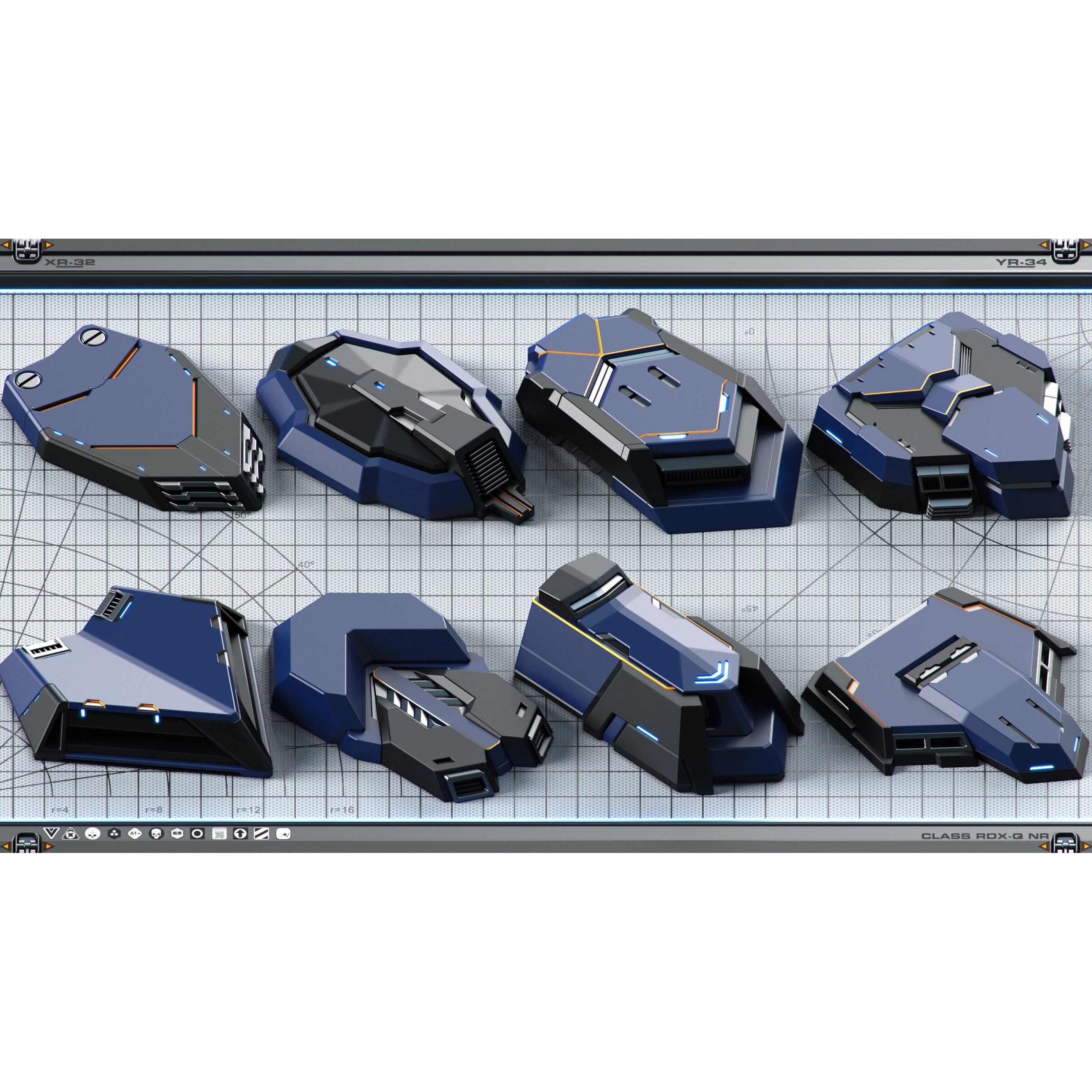 Futuristic Spaceship 3D Model – Sci-Fi Kitbash Set, OBJ - View 19