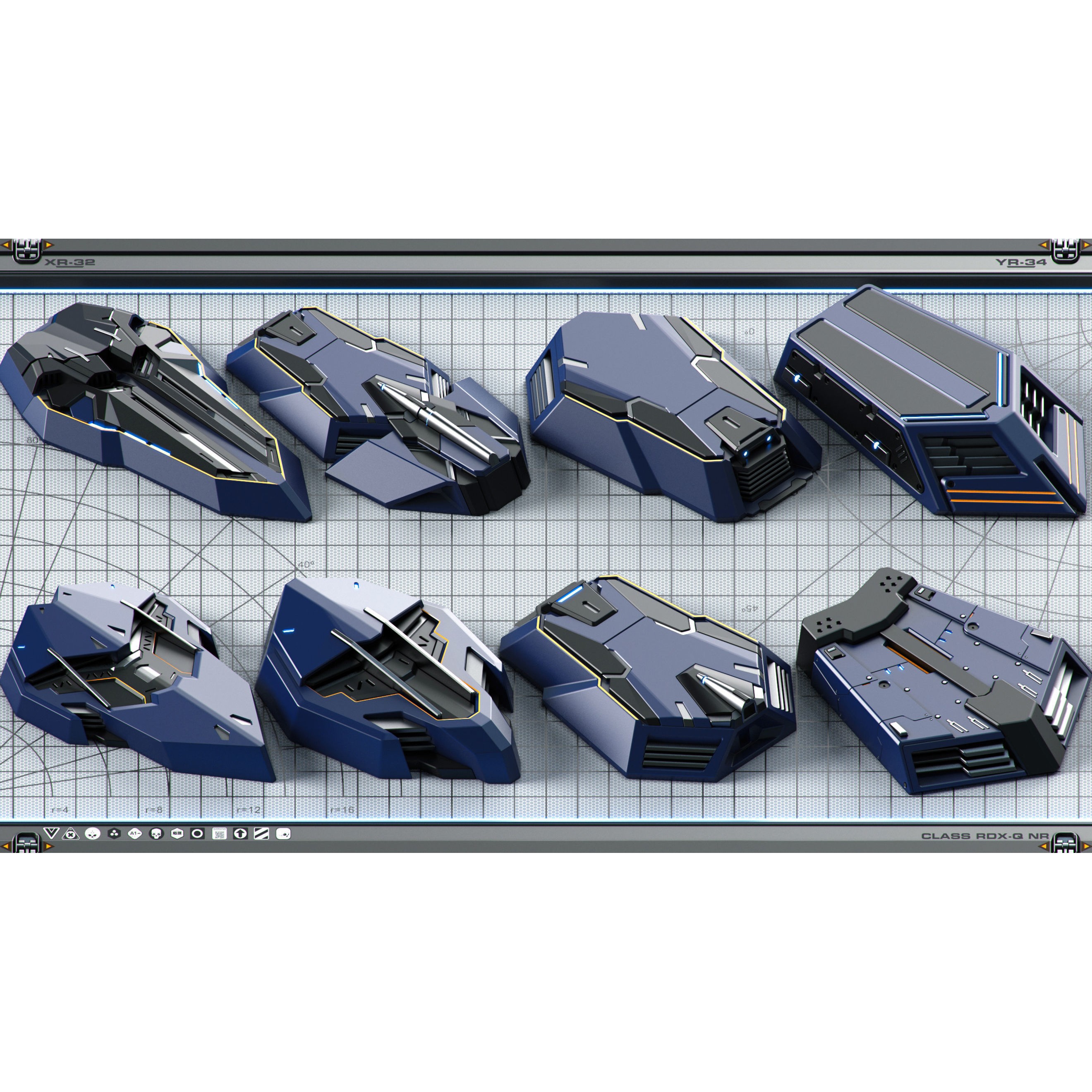 Futuristic Spaceship 3D Model – Sci-Fi Kitbash Set, OBJ - View 20