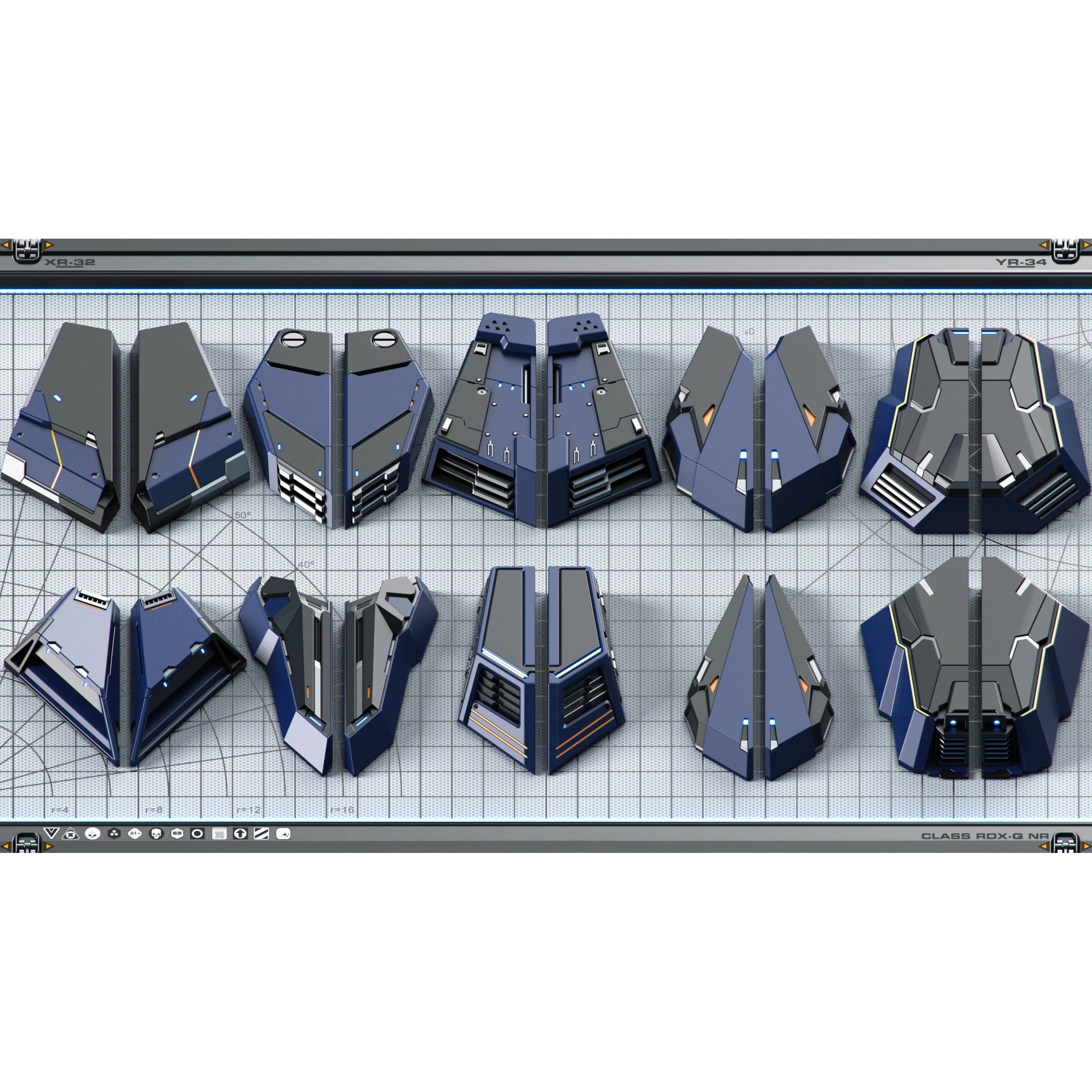 Futuristic Spaceship 3D Model – Sci-Fi Kitbash Set, OBJ - View 21