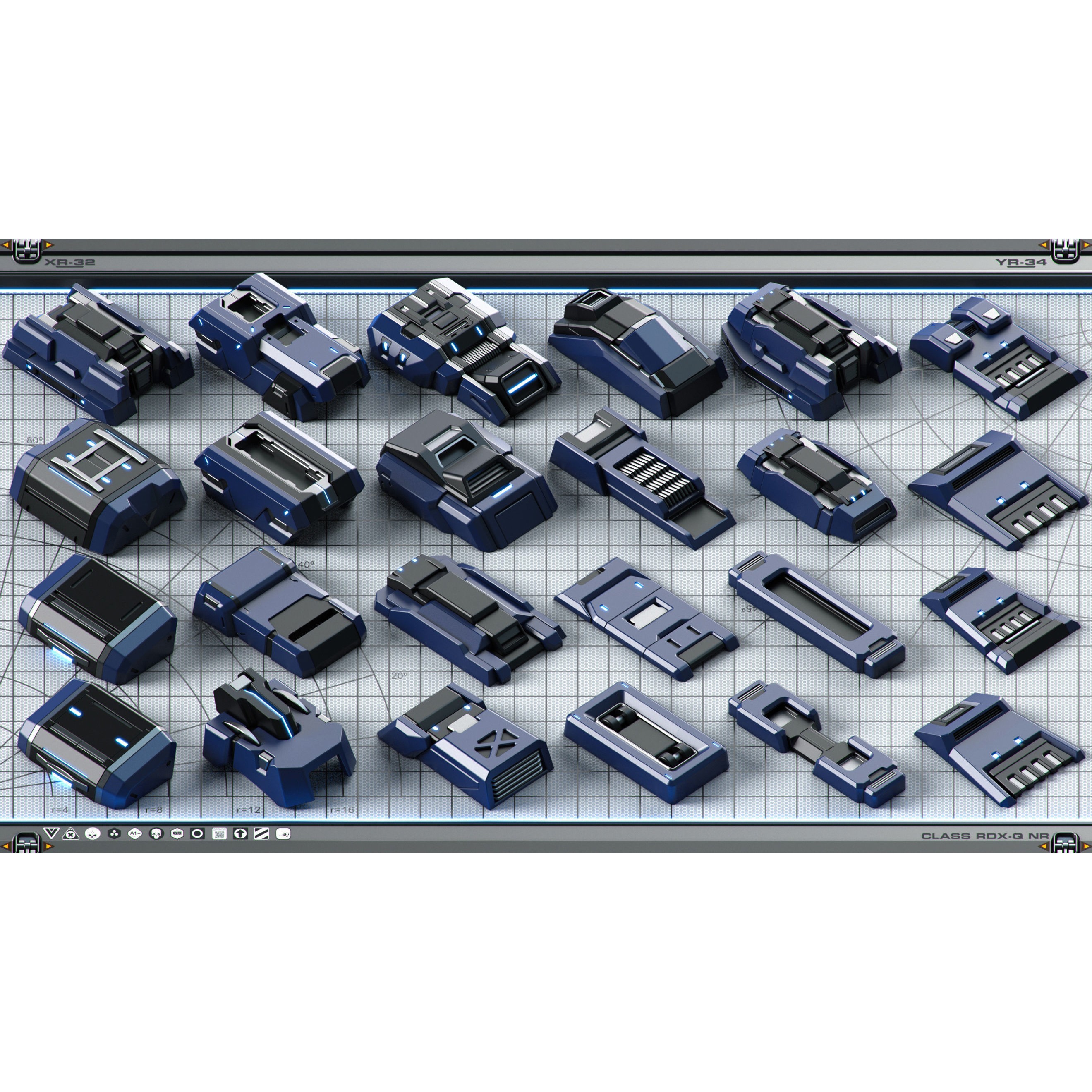 Futuristic Spaceship 3D Model – Sci-Fi Kitbash Set, OBJ - View 22