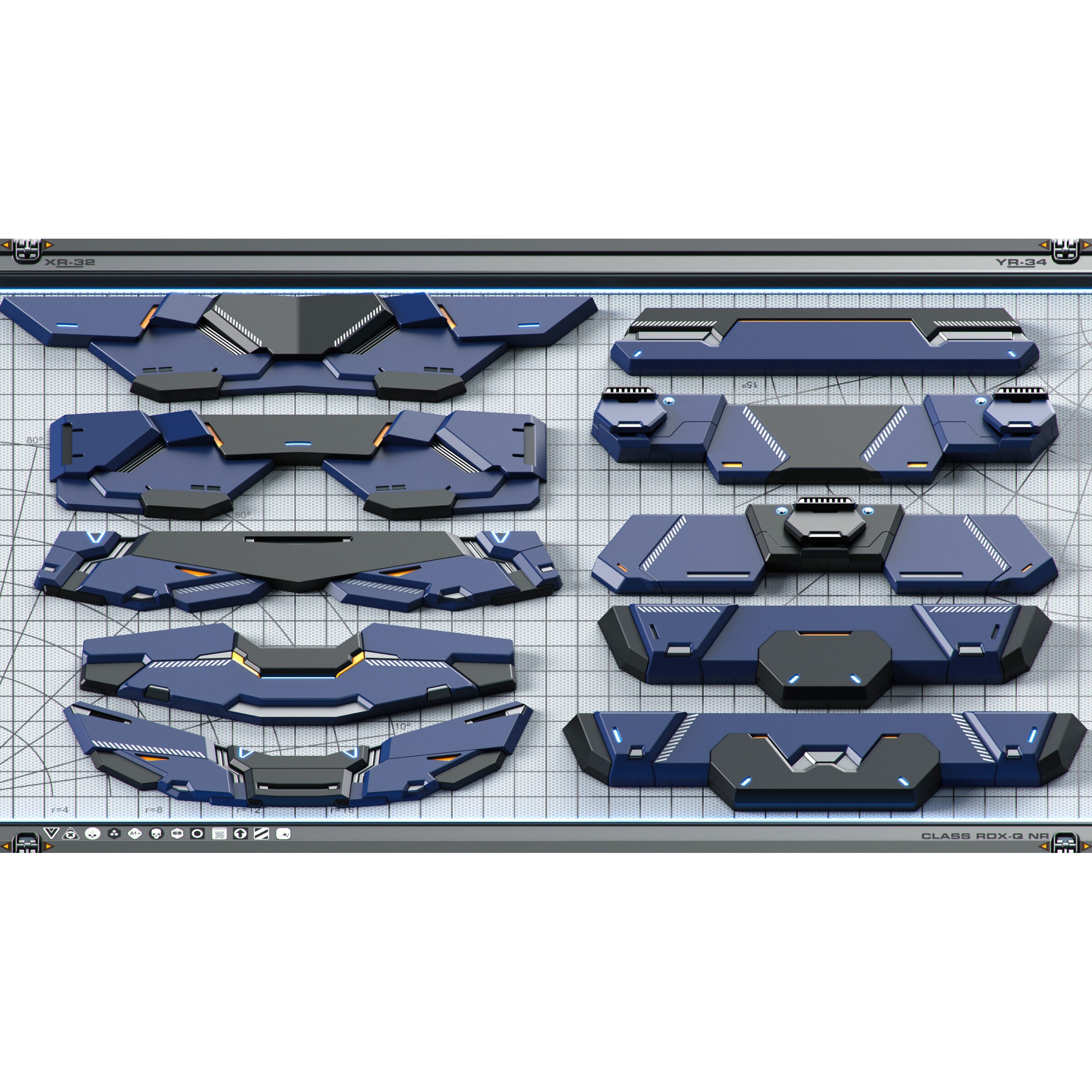 Futuristic Spaceship 3D Model – Sci-Fi Kitbash Set, OBJ - View 23