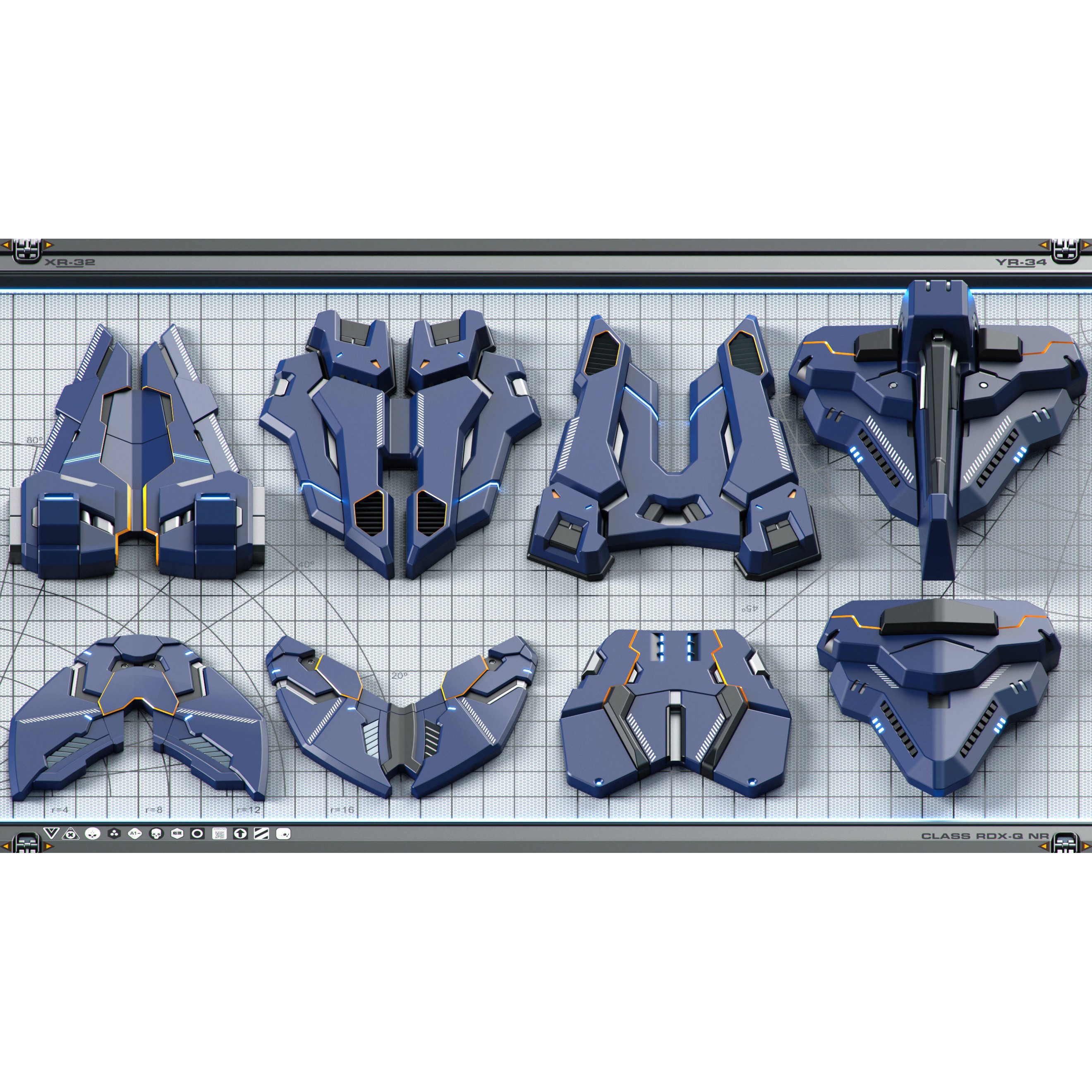 Futuristic Spaceship 3D Model – Sci-Fi Kitbash Set, OBJ - View 24