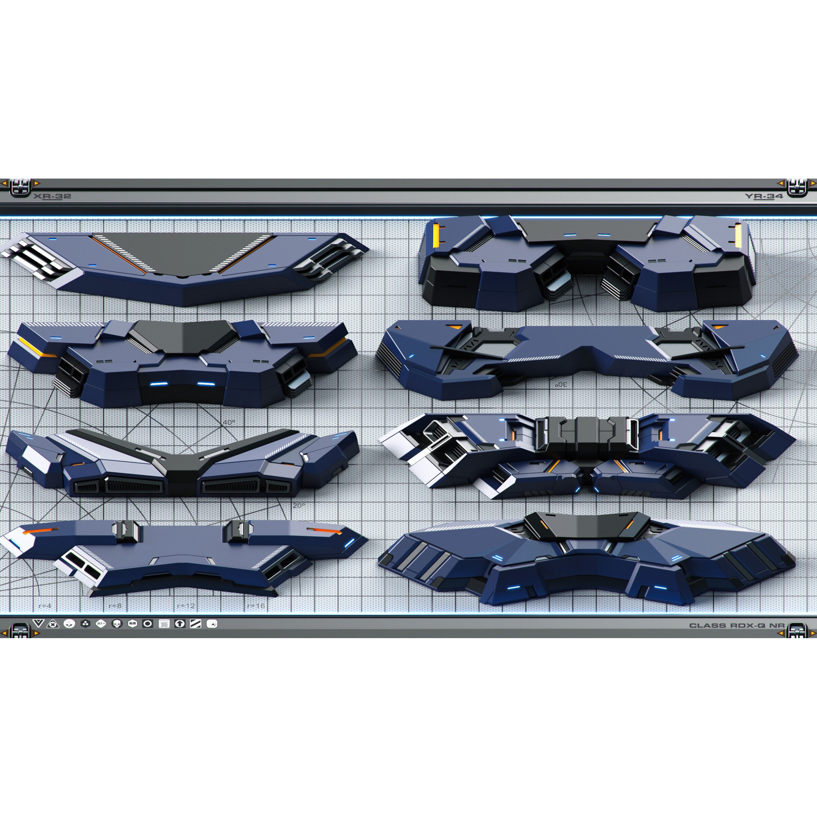Futuristic Spaceship 3D Model – Sci-Fi Kitbash Set, OBJ - View 25