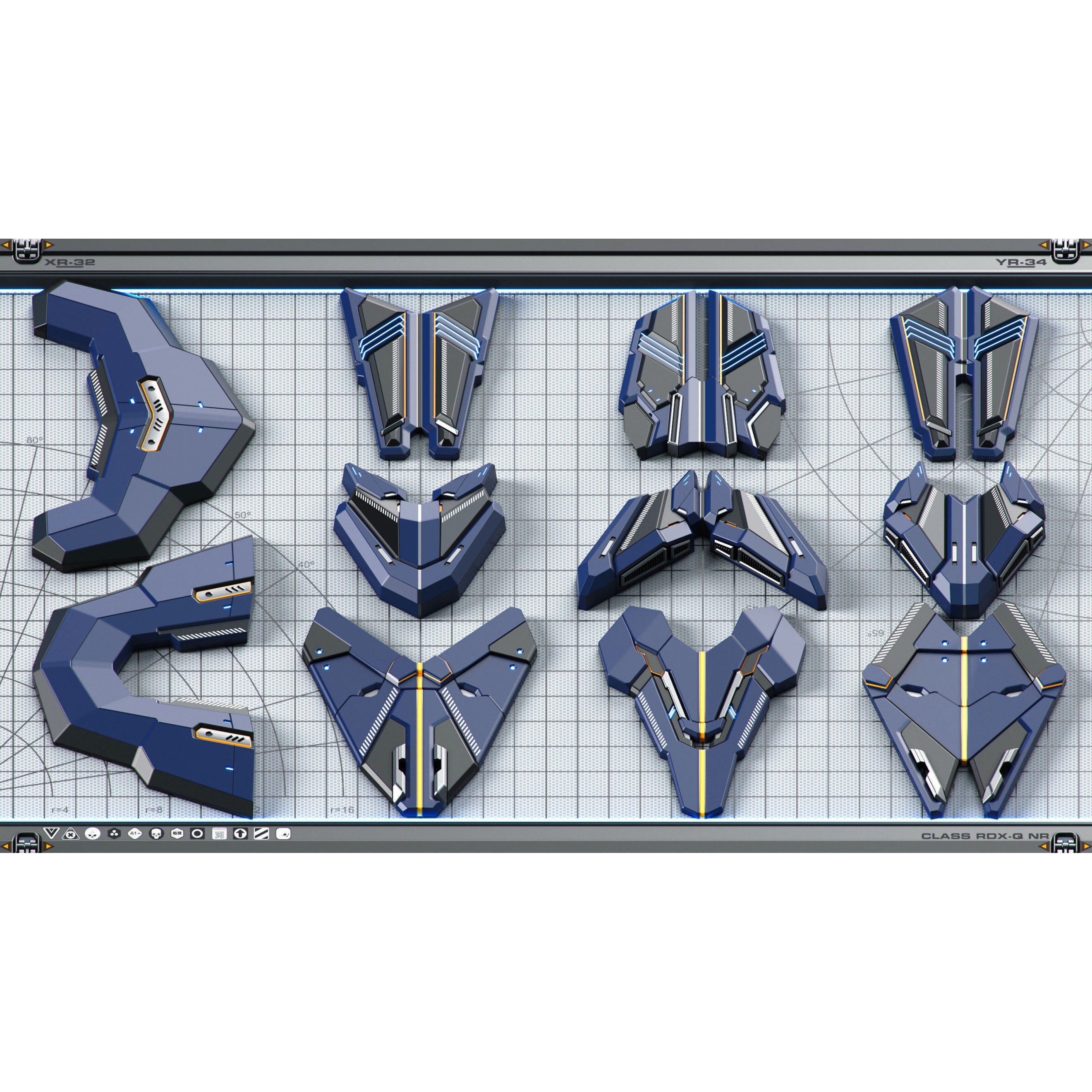 Futuristic Spaceship 3D Model – Sci-Fi Kitbash Set, OBJ - View 26