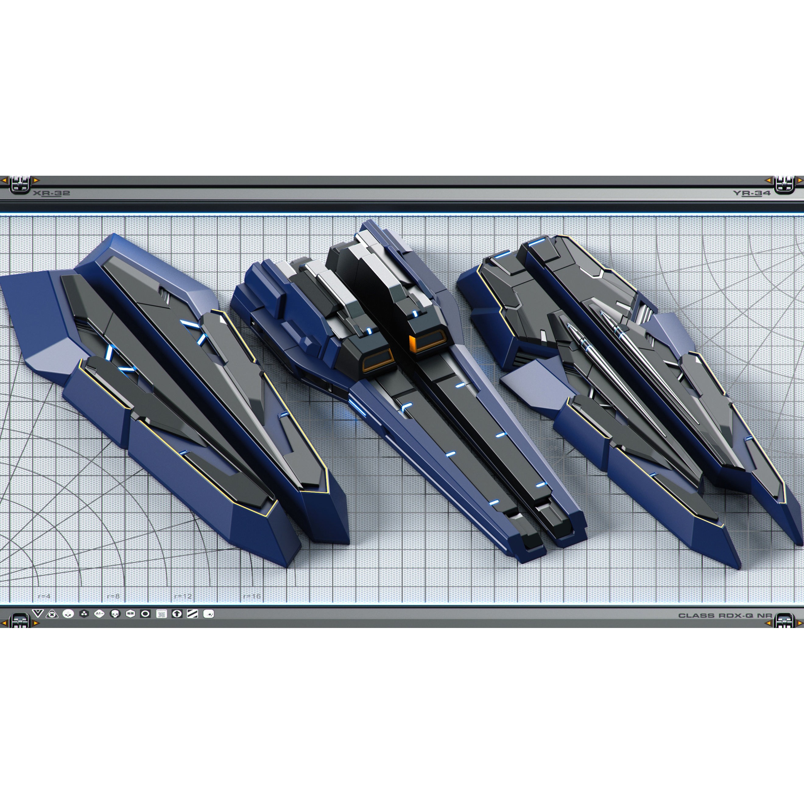 Futuristic Spaceship 3D Model – Sci-Fi Kitbash Set, OBJ - View 28