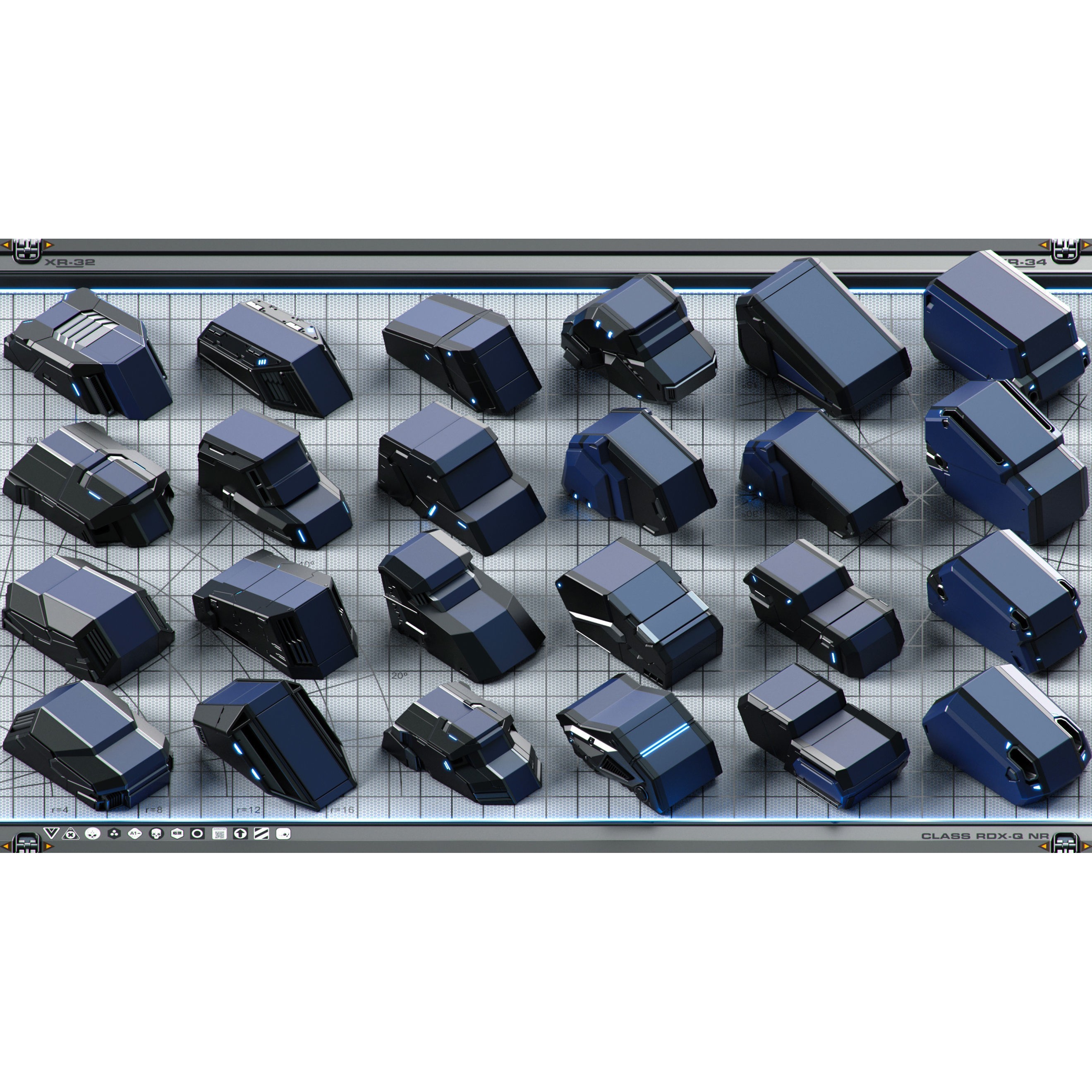 Futuristic Spaceship 3D Model – Sci-Fi Kitbash Set, OBJ - View 29