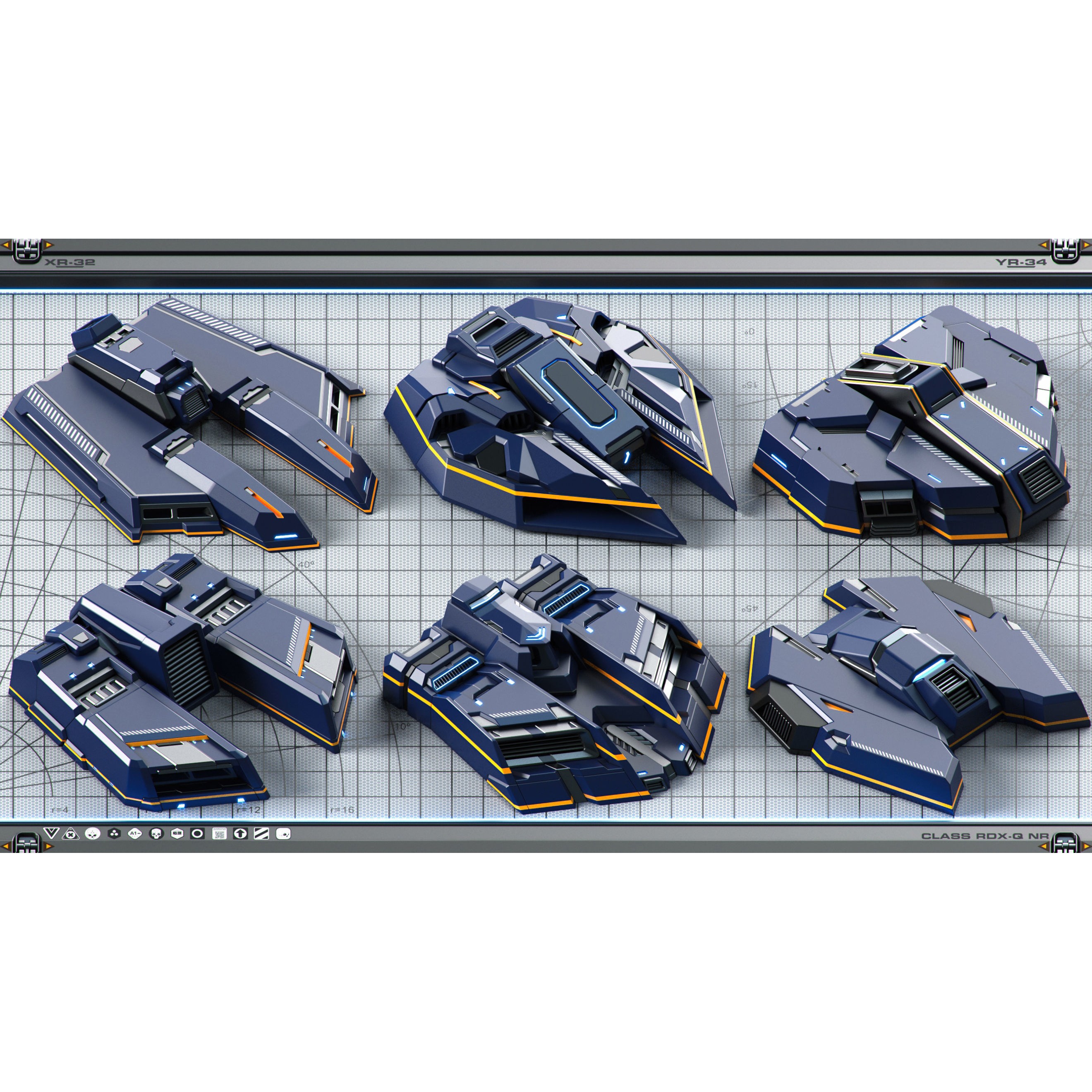 Futuristic Spaceship 3D Model – Sci-Fi Kitbash Set, OBJ - View 4