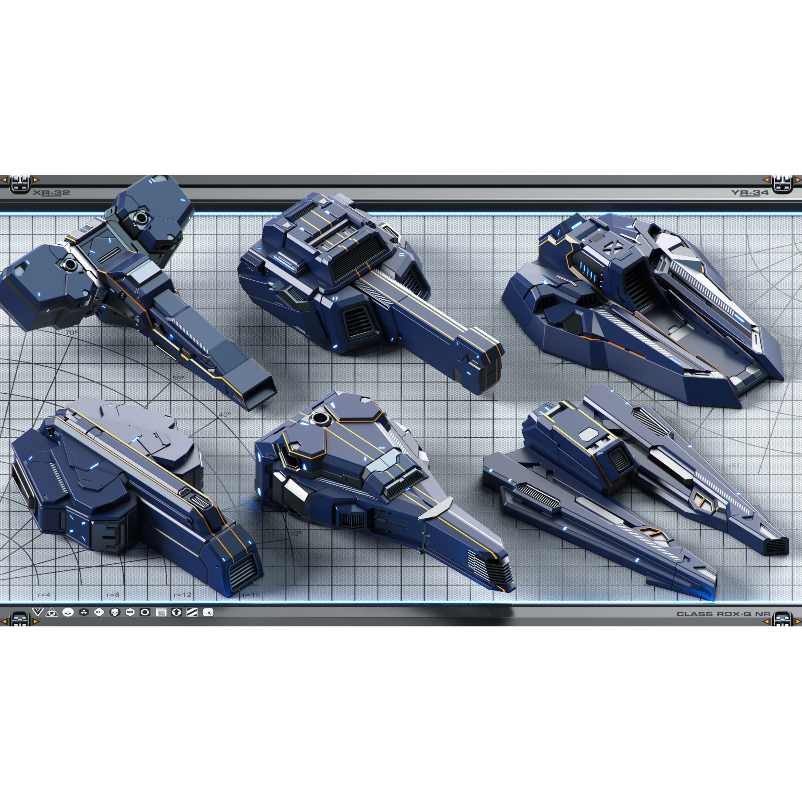 Futuristic Spaceship 3D Model – Sci-Fi Kitbash Set, OBJ - View 5