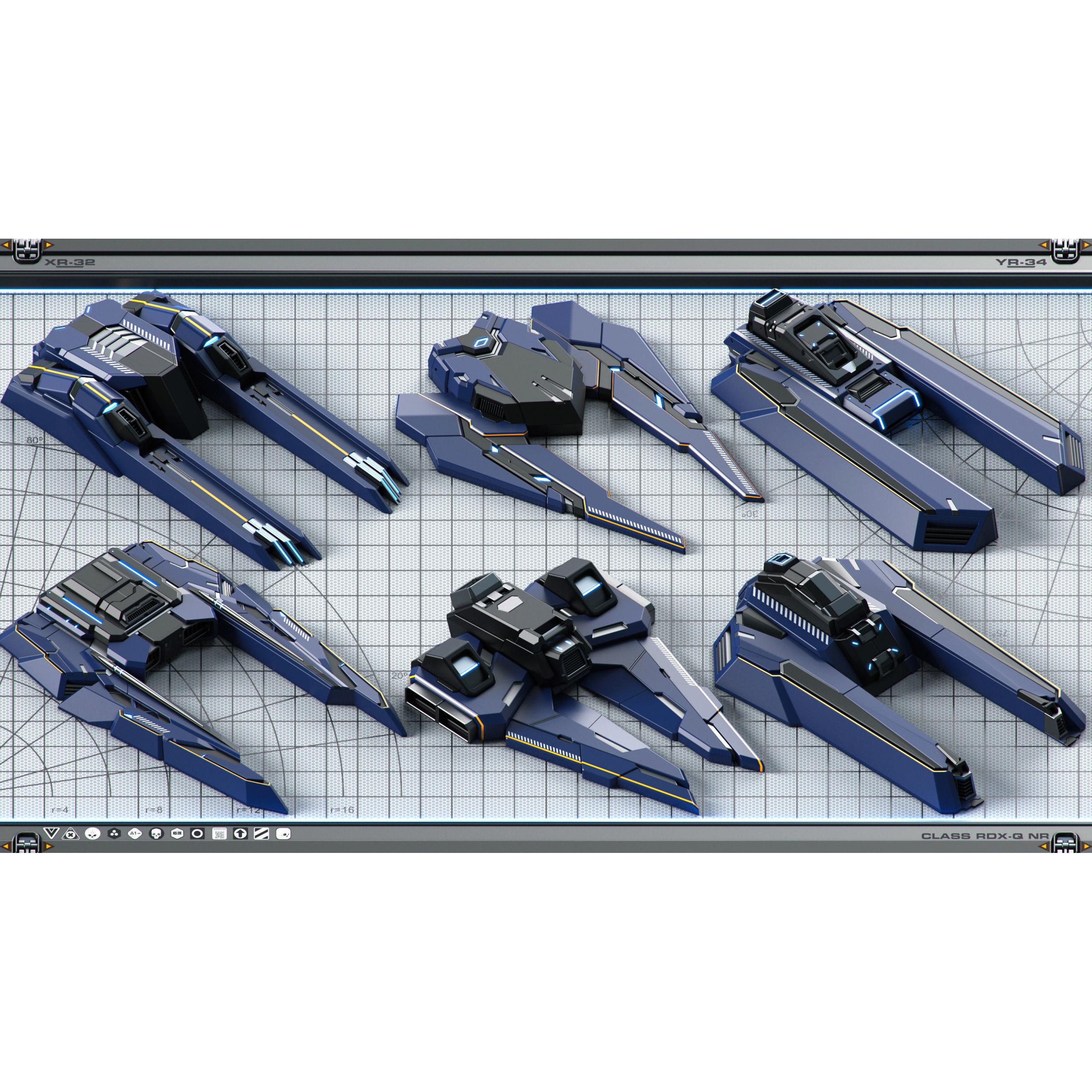 Futuristic Spaceship 3D Model – Sci-Fi Kitbash Set, OBJ - View 6