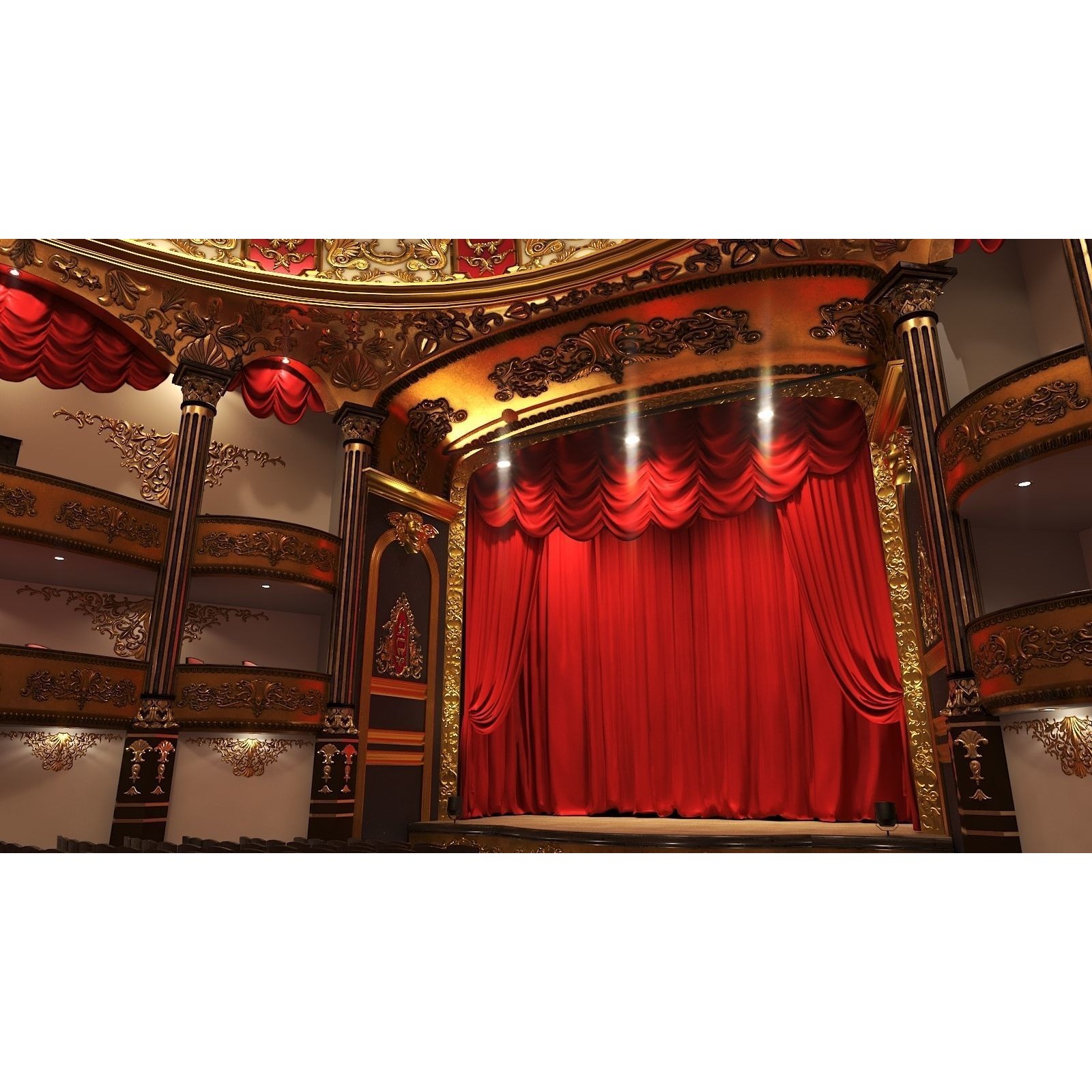 Classic Theatre - Low-Poly Game-Ready 3D Model - View 6